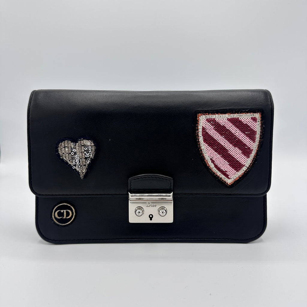 Miss Dior Promenade Heart Badges Leather Noir