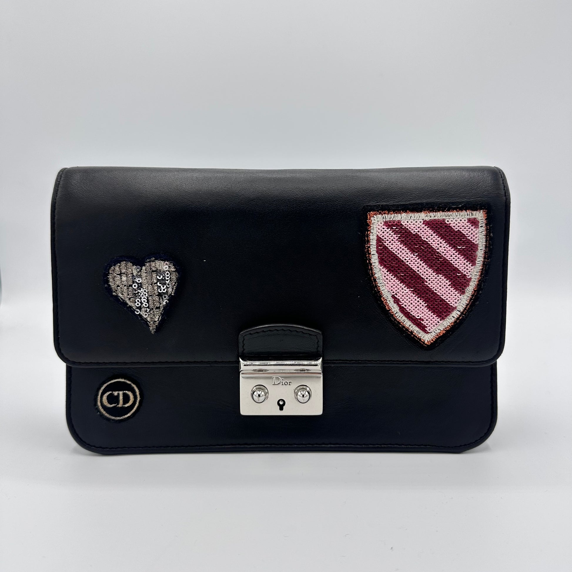 Miss Dior Promenade Heart Badges Leather Noir