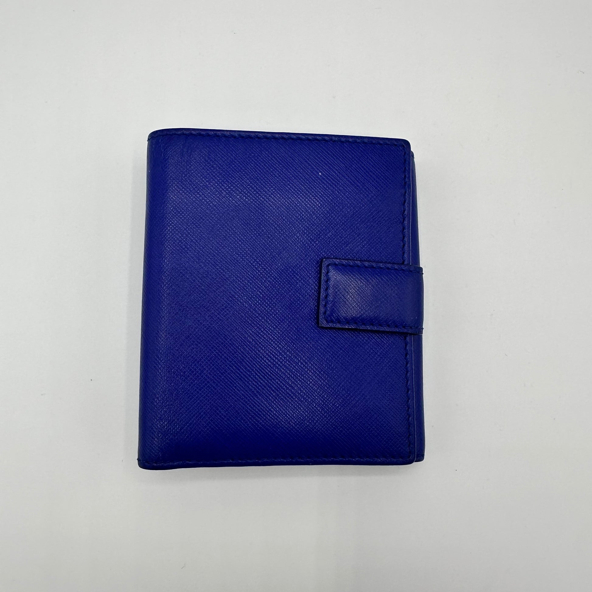 Leather Bi-fold Compact Wallet Blue