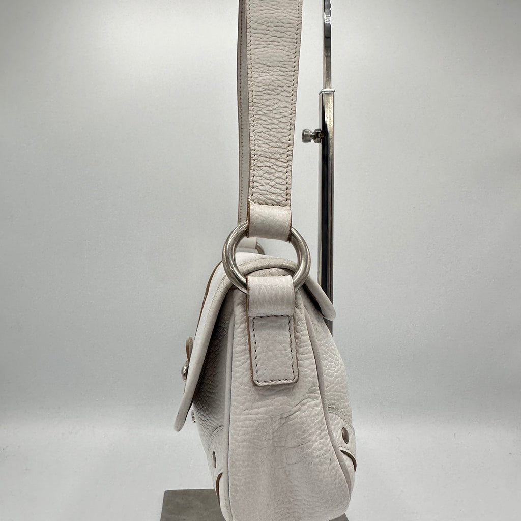 Burberry White Leather Baguette