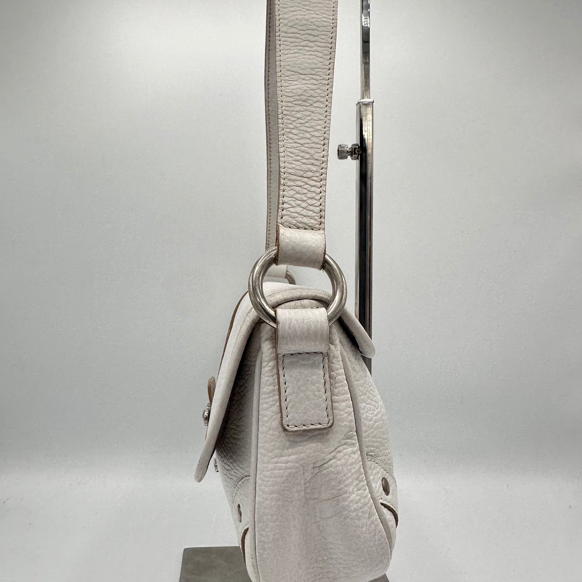 Burberry White Leather Baguette