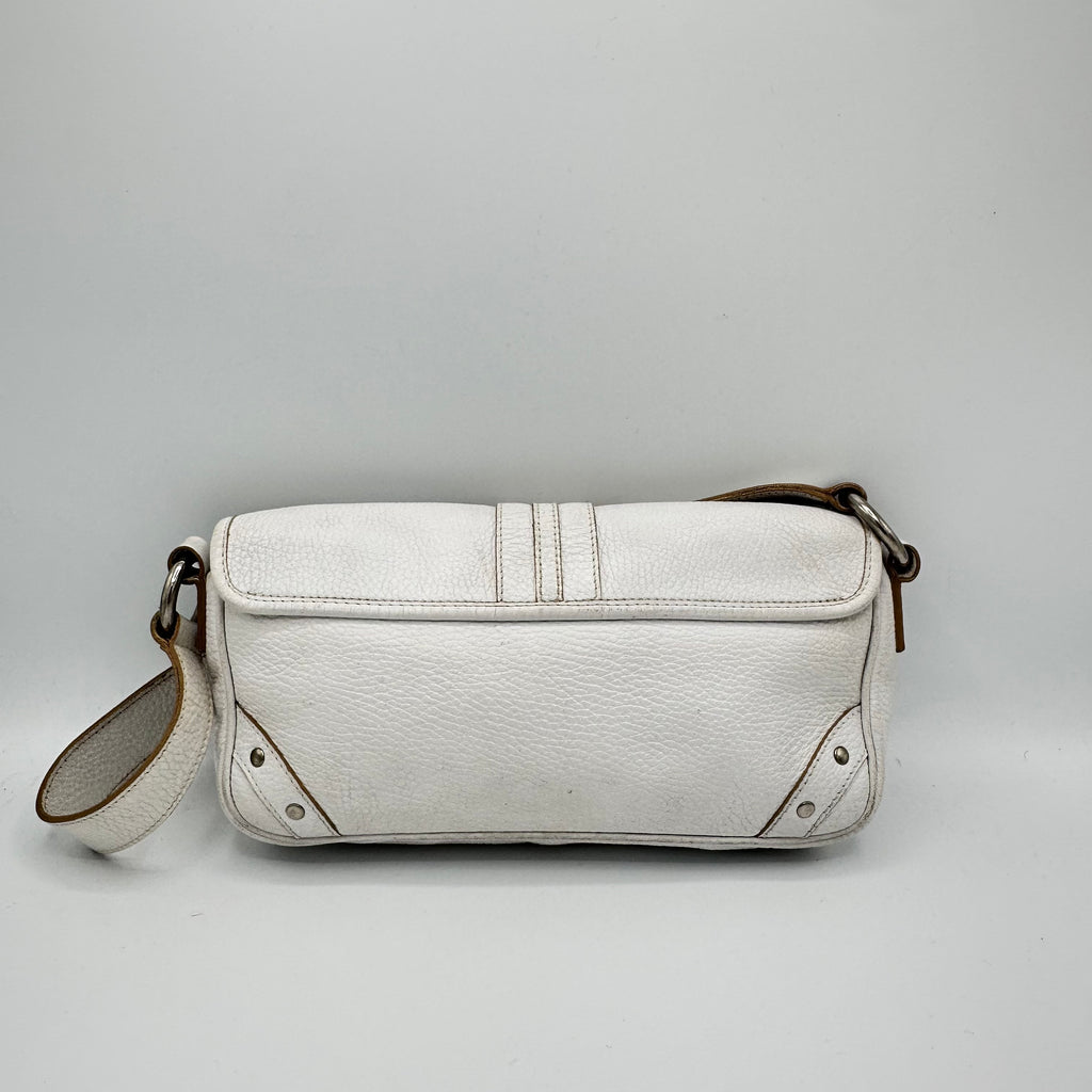 Burberry White Leather Baguette