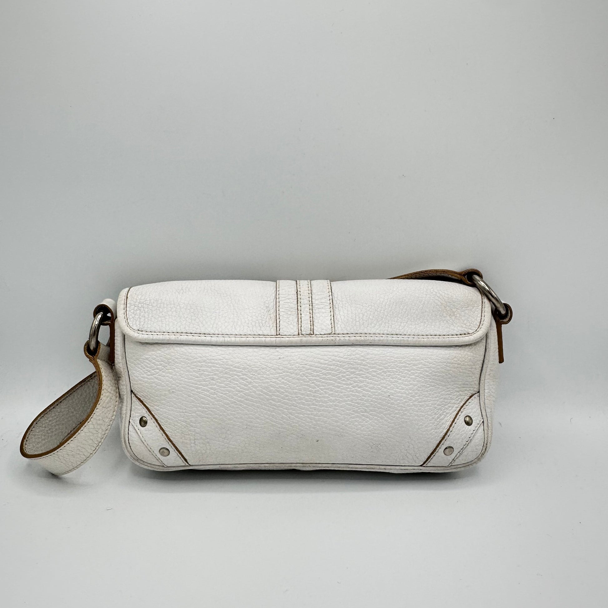 Burberry White Leather Baguette