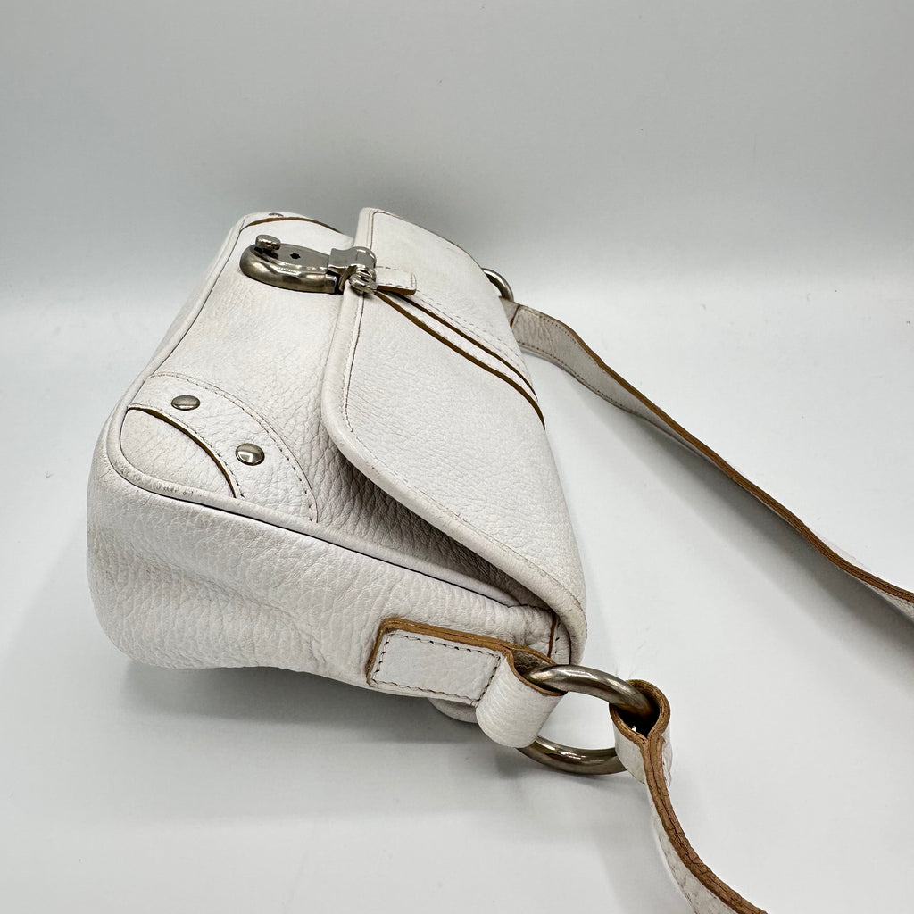 Burberry White Leather Baguette