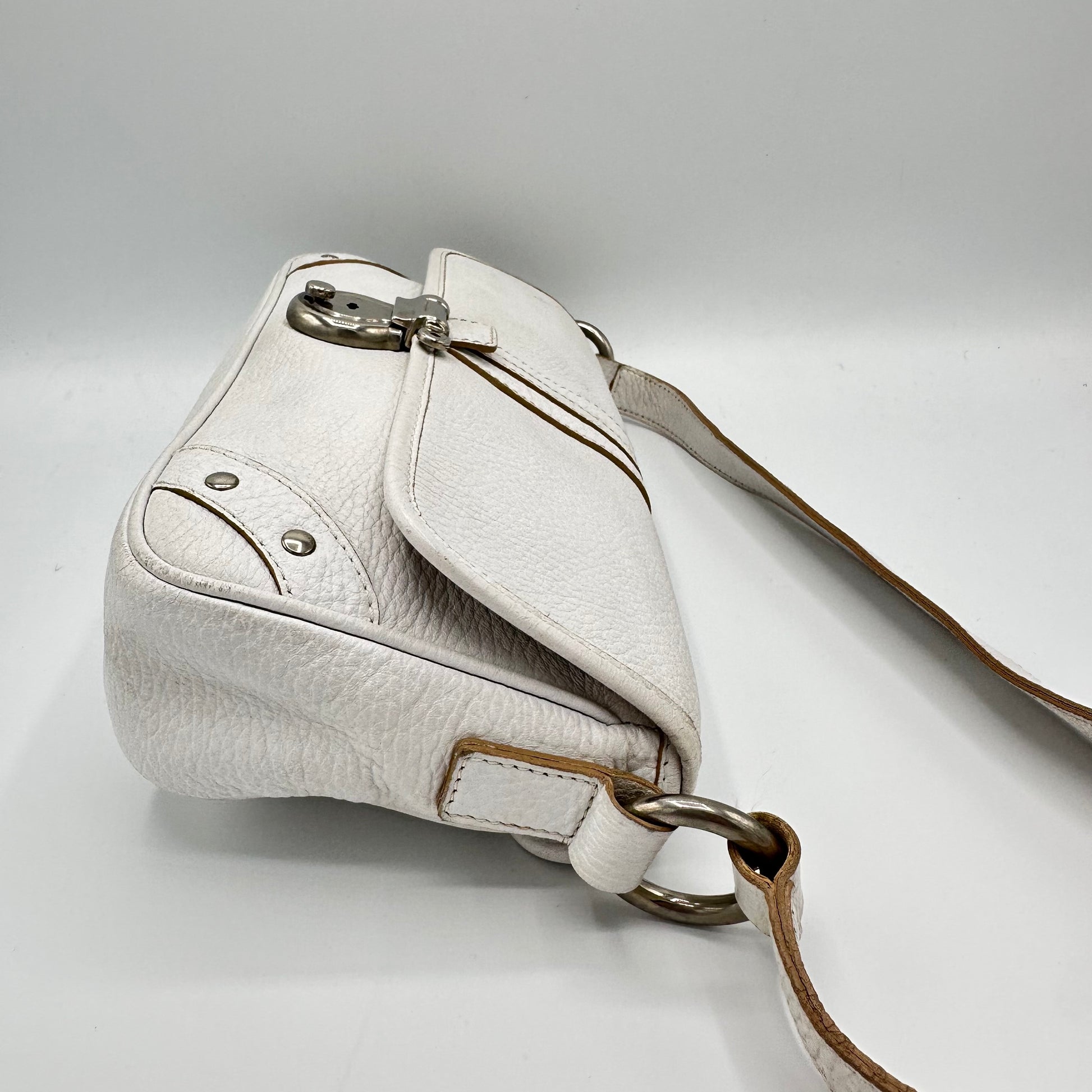Burberry White Leather Baguette