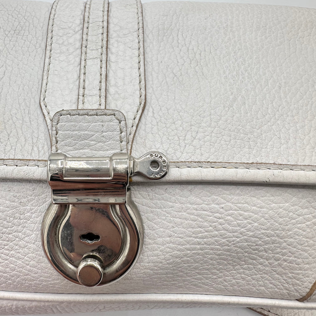 Burberry White Leather Baguette
