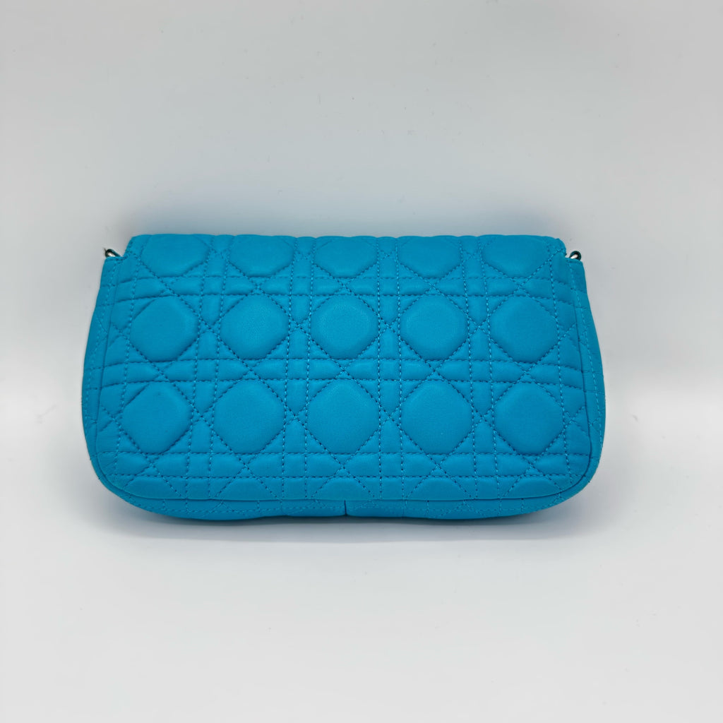 Miss Dior Cannage Chain Wallet Blue