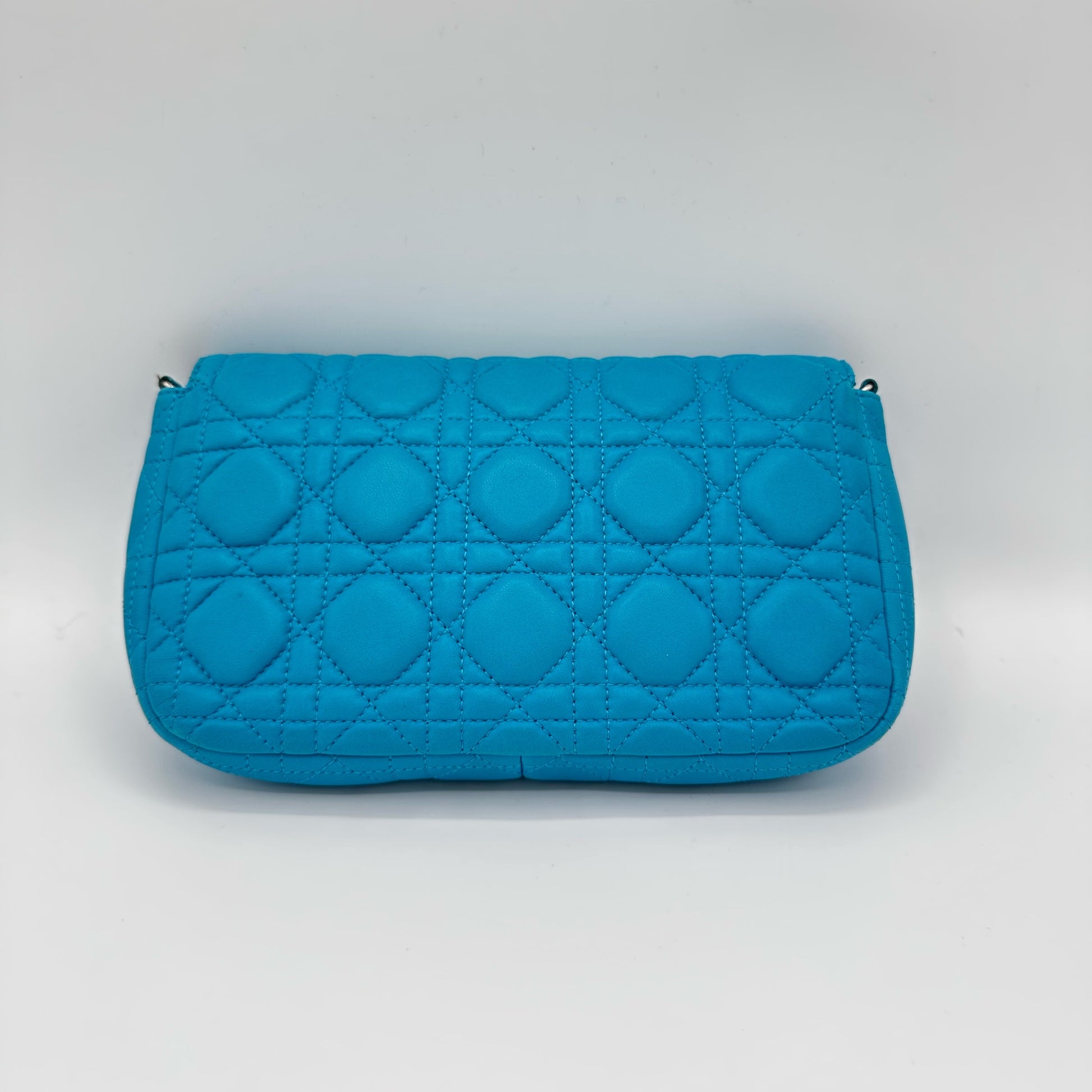 Miss Dior Cannage Chain Wallet Blue