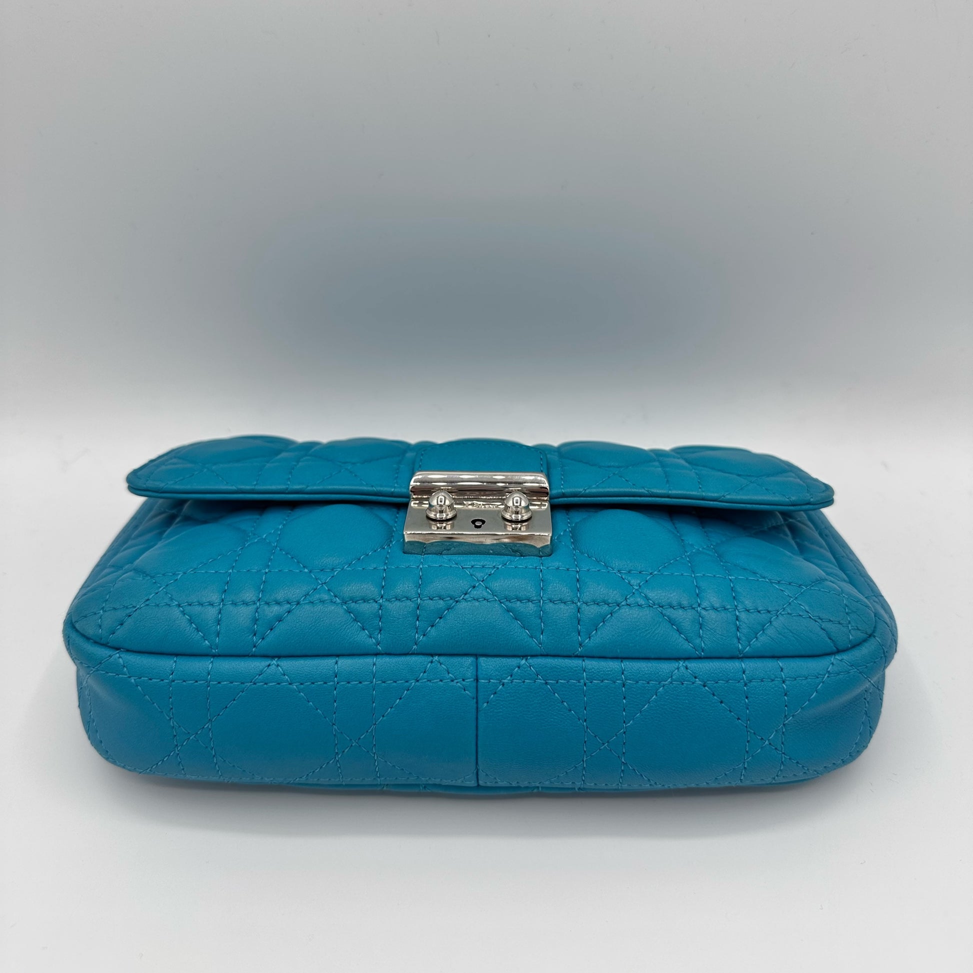Miss Dior Cannage Chain Wallet Blue