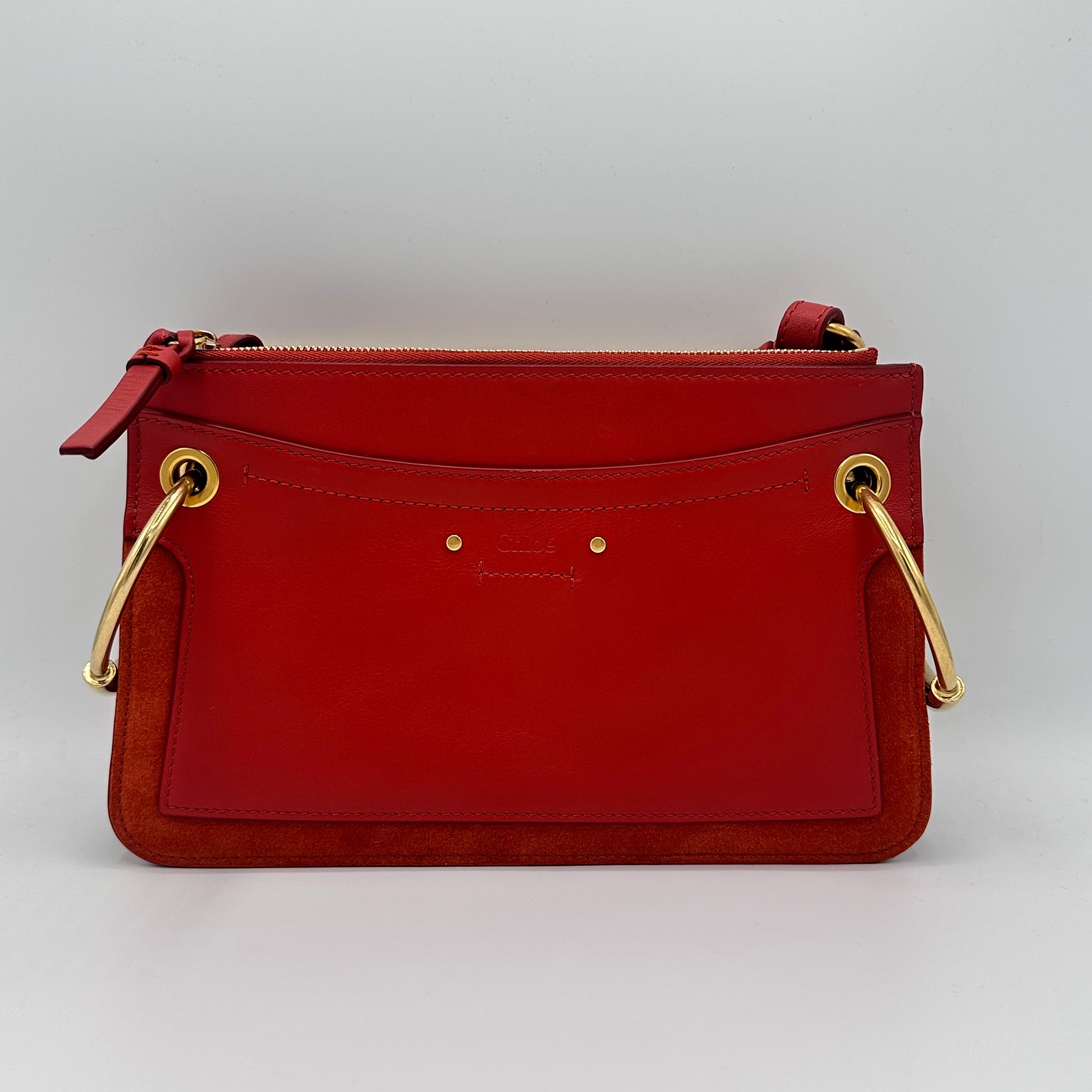 Calfskin Suede Small Roy Bag Earthy Red