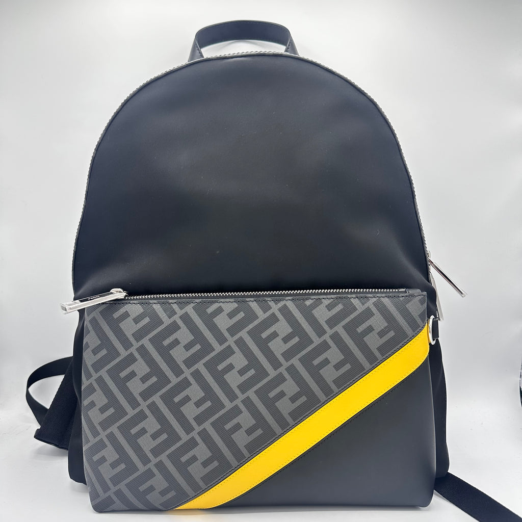 Fendi Black Zucca Coated Canvas and Nylon Diagonal Backpack