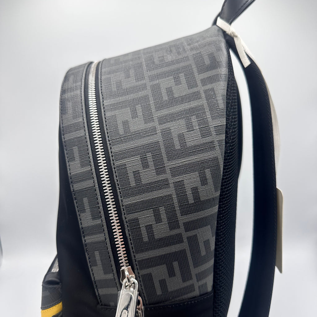 Fendi Black Zucca Coated Canvas and Nylon Diagonal Backpack