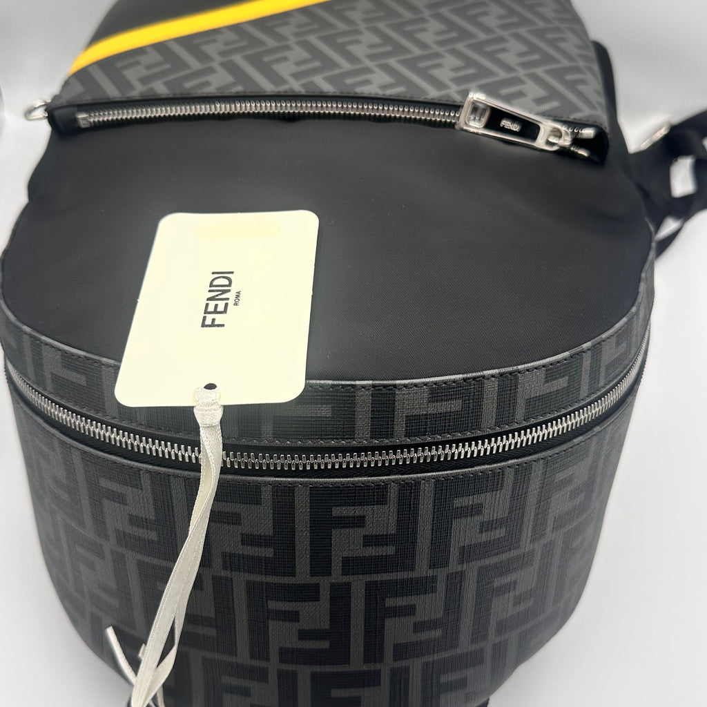 Fendi Black Zucca Coated Canvas and Nylon Diagonal Backpack