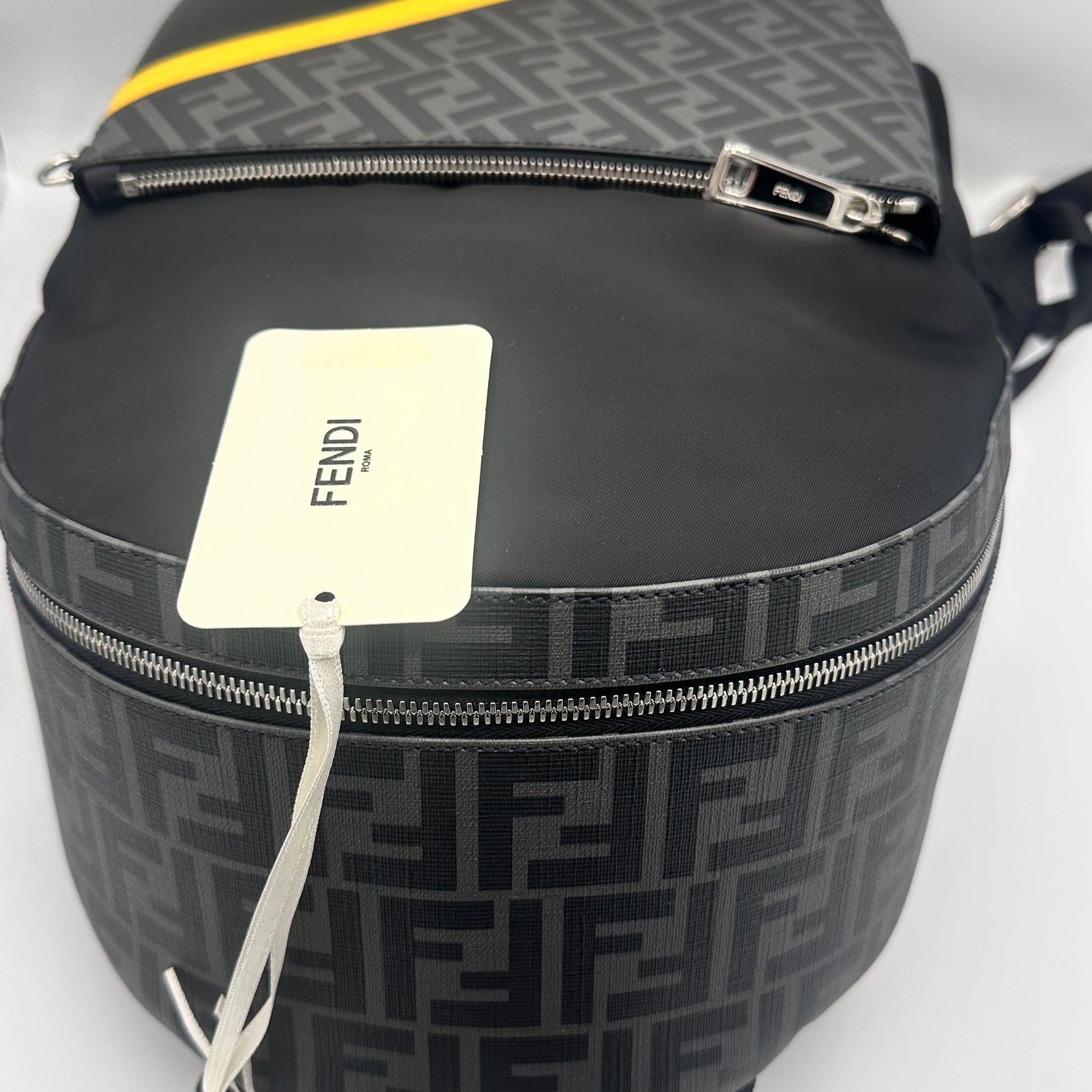 Fendi Black Zucca Coated Canvas and Nylon Diagonal Backpack