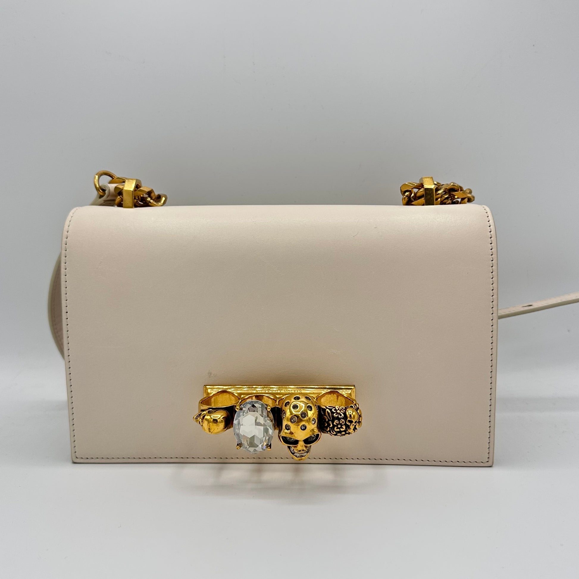 Calfskin Jeweled Satchel Ivory