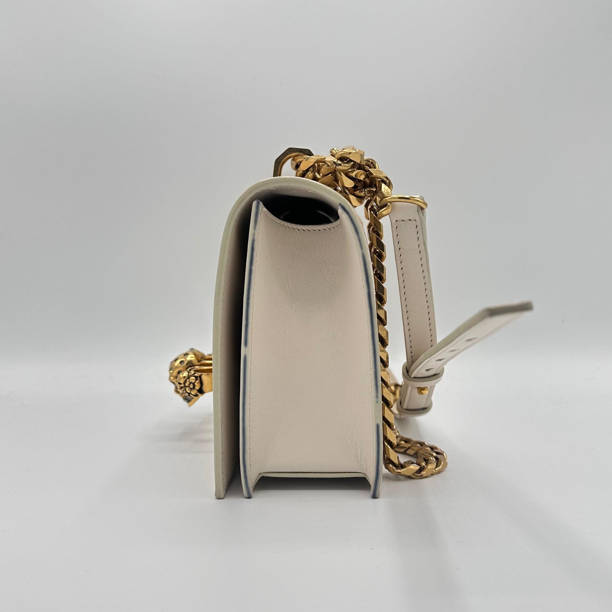 Calfskin Jeweled Satchel Ivory
