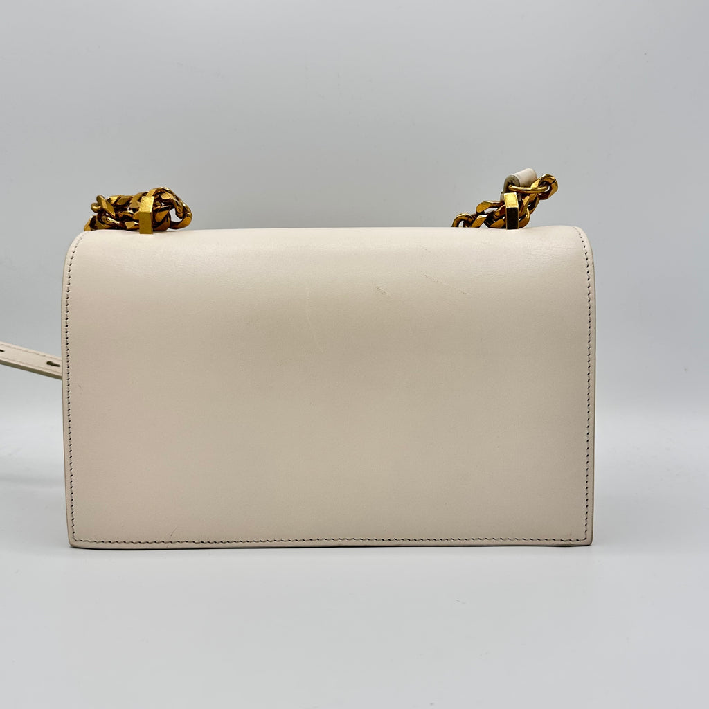 Calfskin Jeweled Satchel Ivory