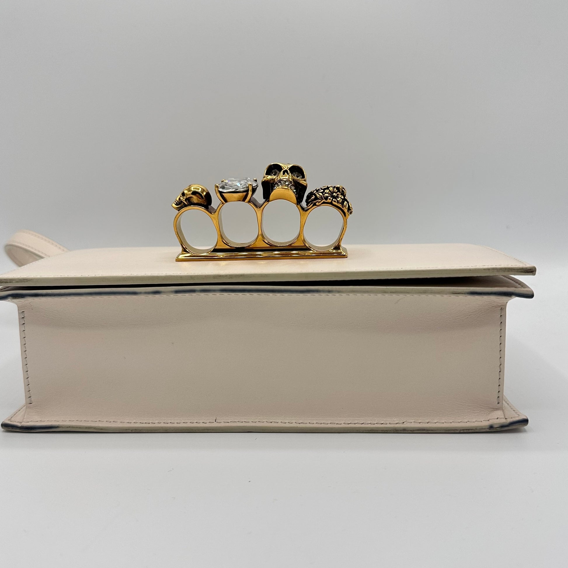 Calfskin Jeweled Satchel Ivory