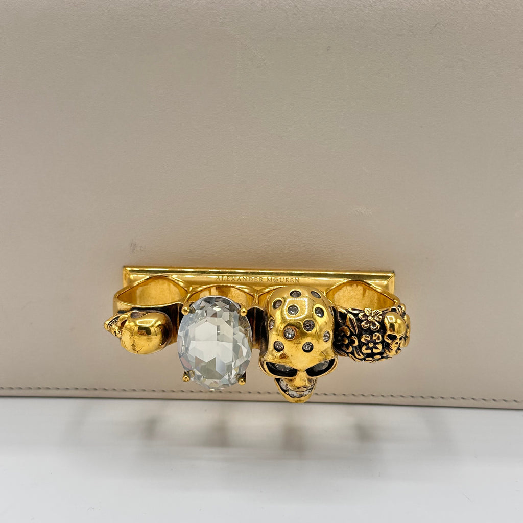 Calfskin Jeweled Satchel Ivory