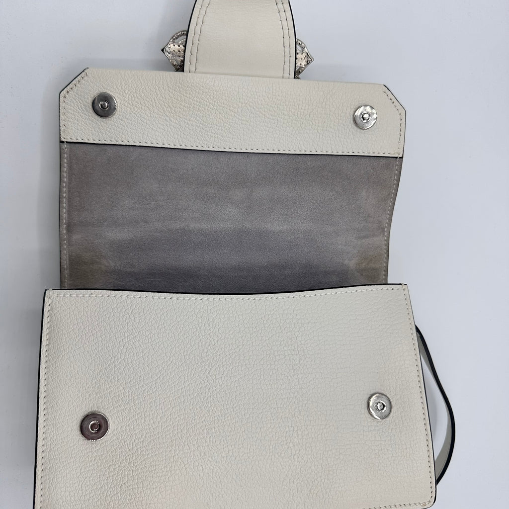 Madras Crystal Buckle Shoulder Bag Leather Small