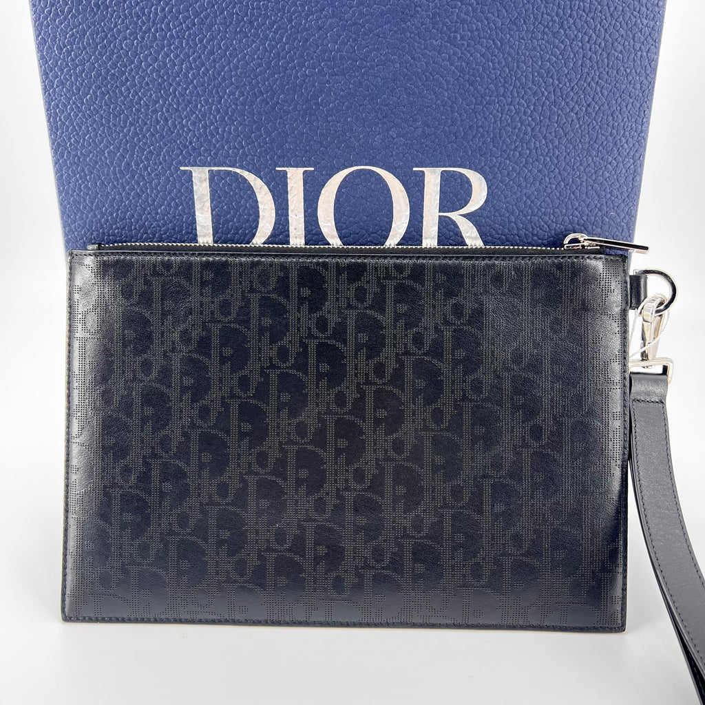 A5 Triangle Pouch- Black Dior Oblique Jacquard twins