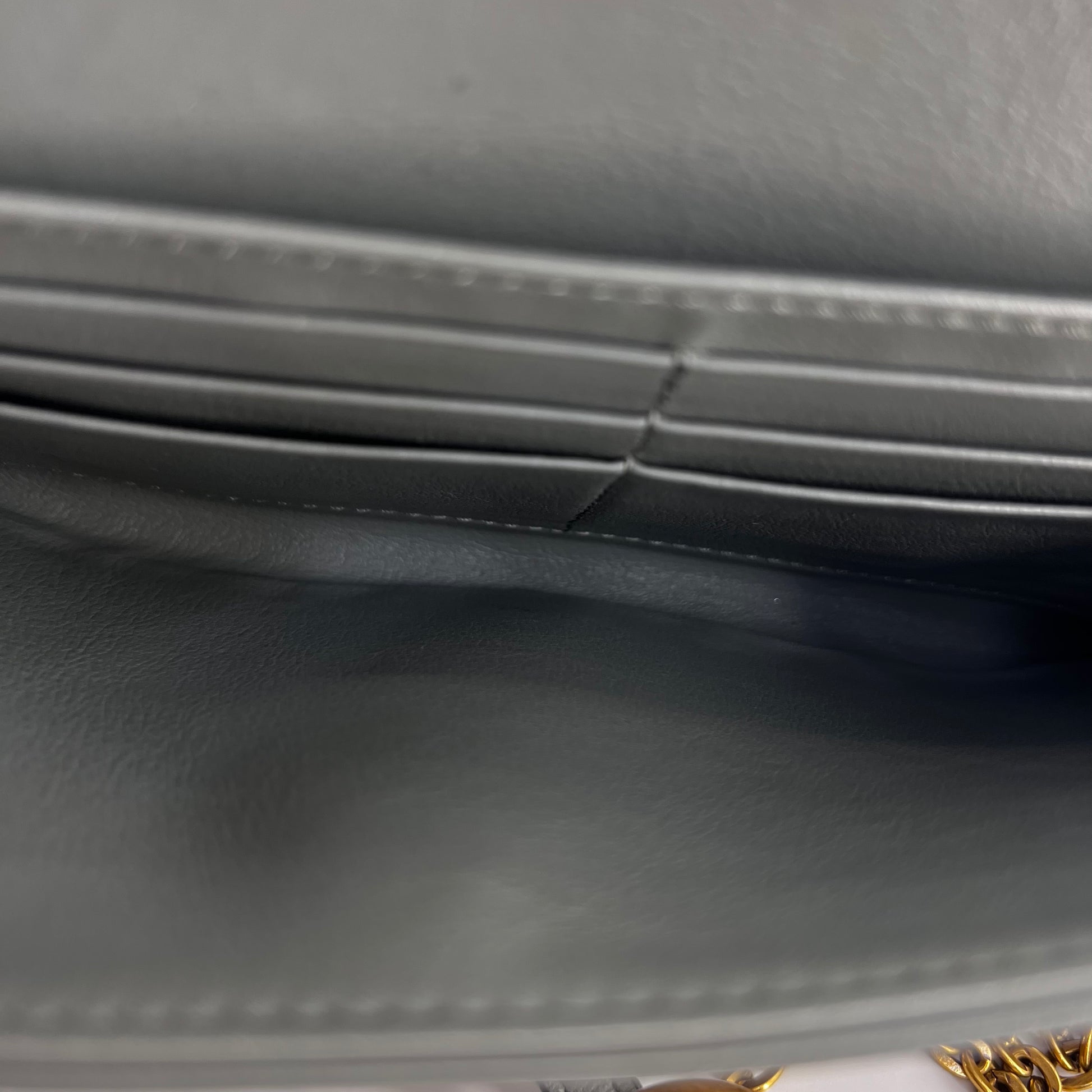Oblique Saddle Chain Long Wallet Grey with Pouch twins