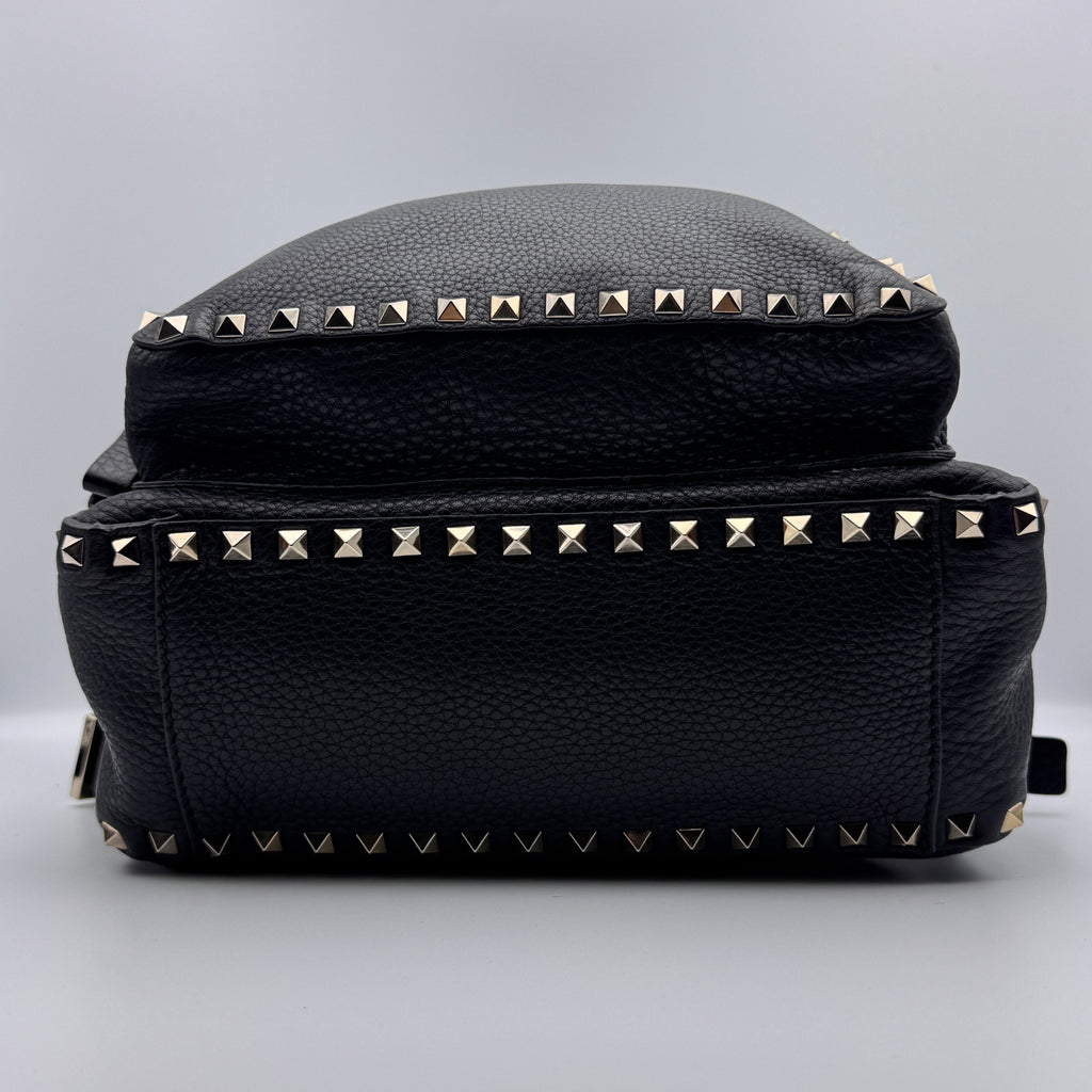 Grained Calfskin Medium Rockstud Backpack Black NJ
