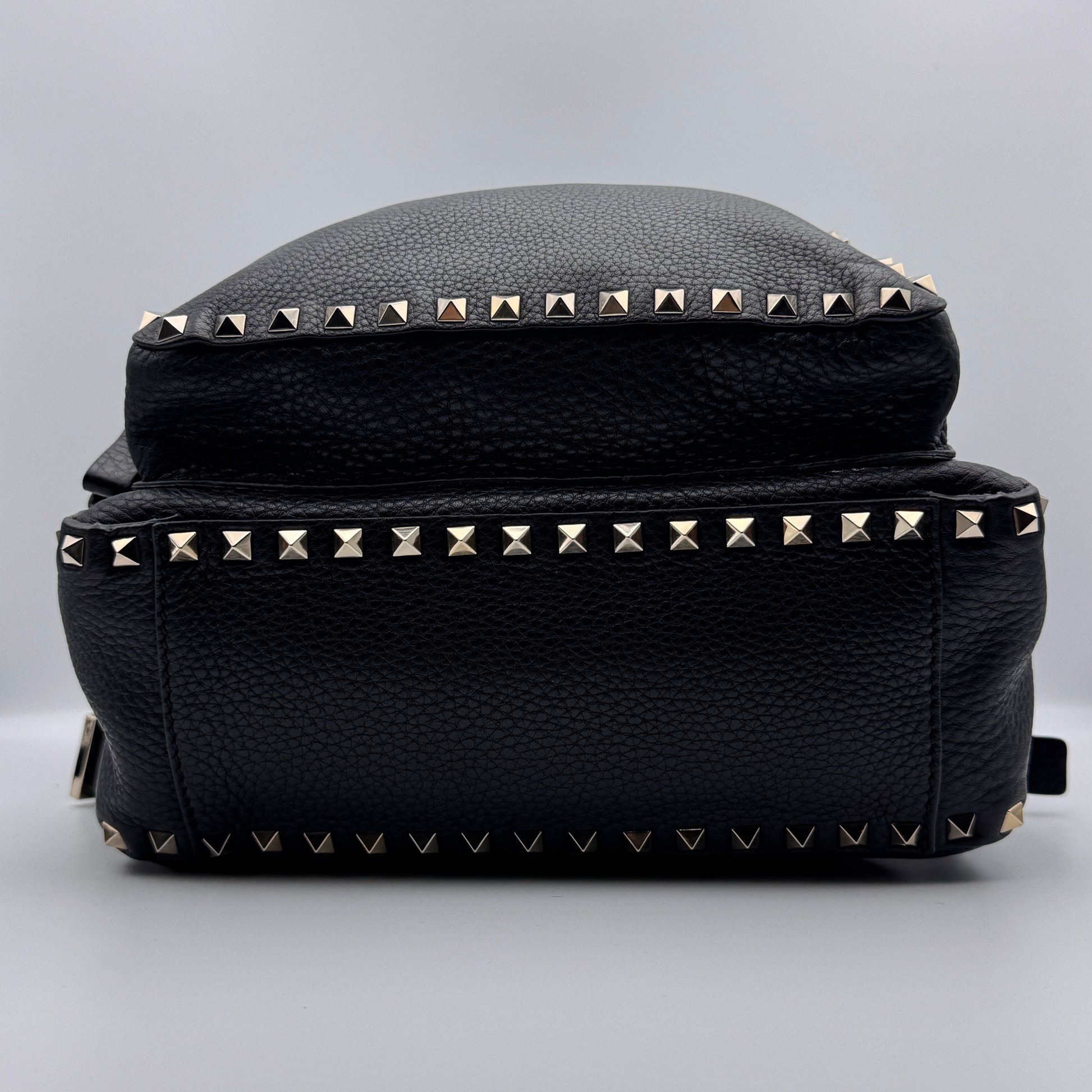 Grained Calfskin Medium Rockstud Backpack Black NJ