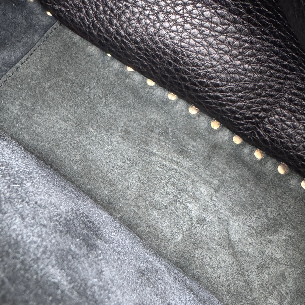 Grained Calfskin Medium Rockstud Backpack Black NJ