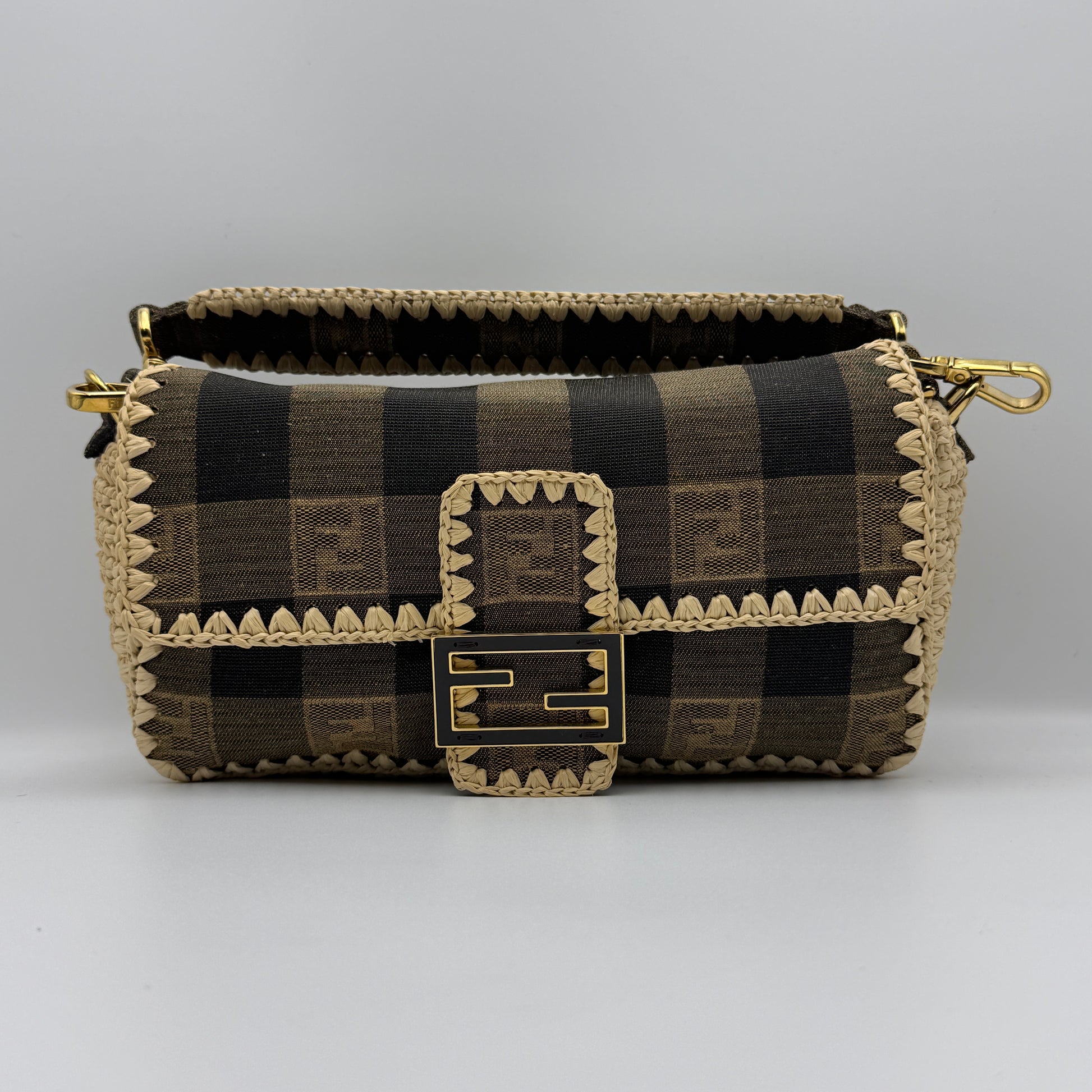 Baguette NM Bag Pequin Canvas with Raffia NJ