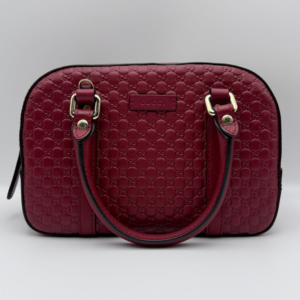 Red Microguccissima Leather Boston Bag NJ
