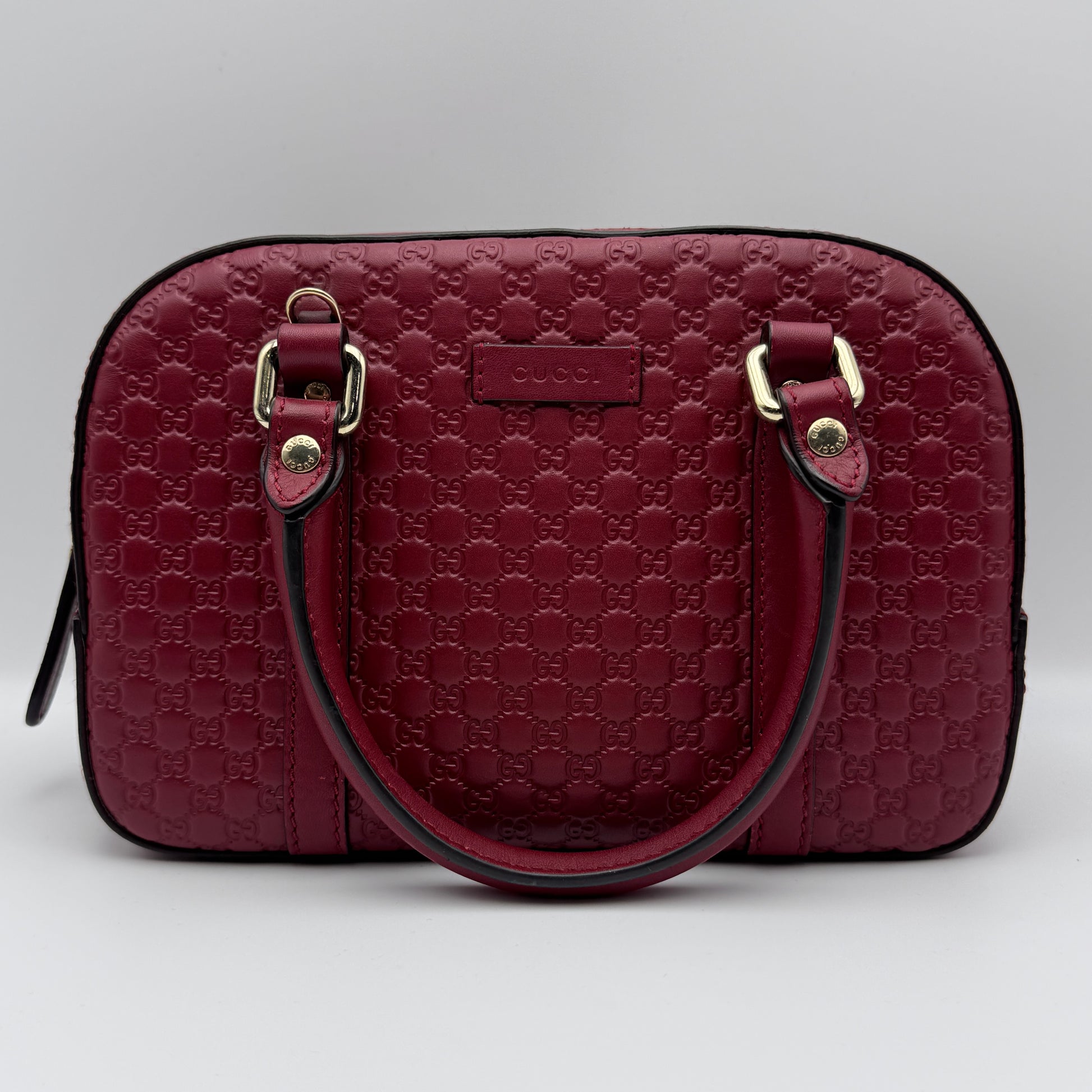 Red Microguccissima Leather Boston Bag NJ