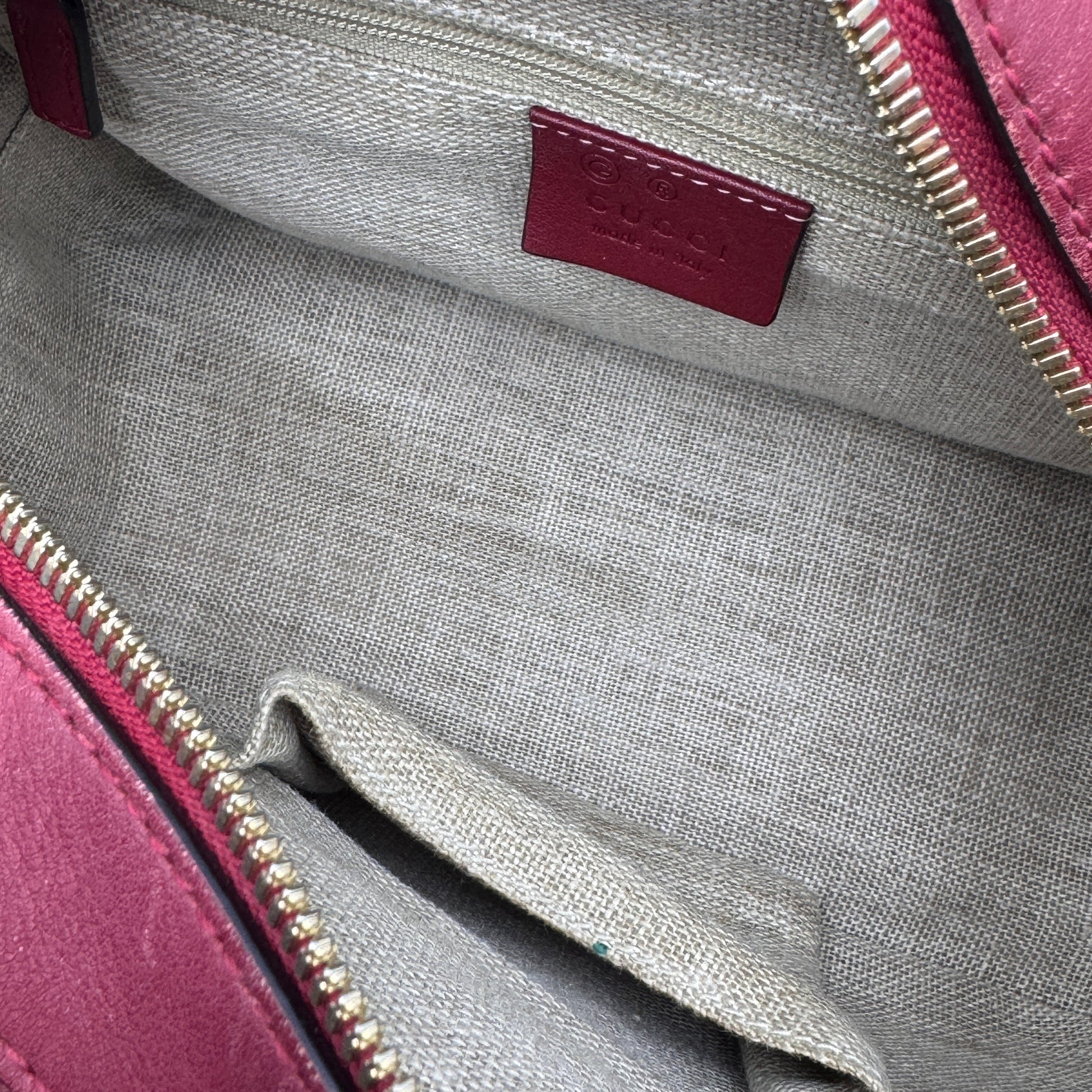 Red Microguccissima Leather Boston Bag NJ