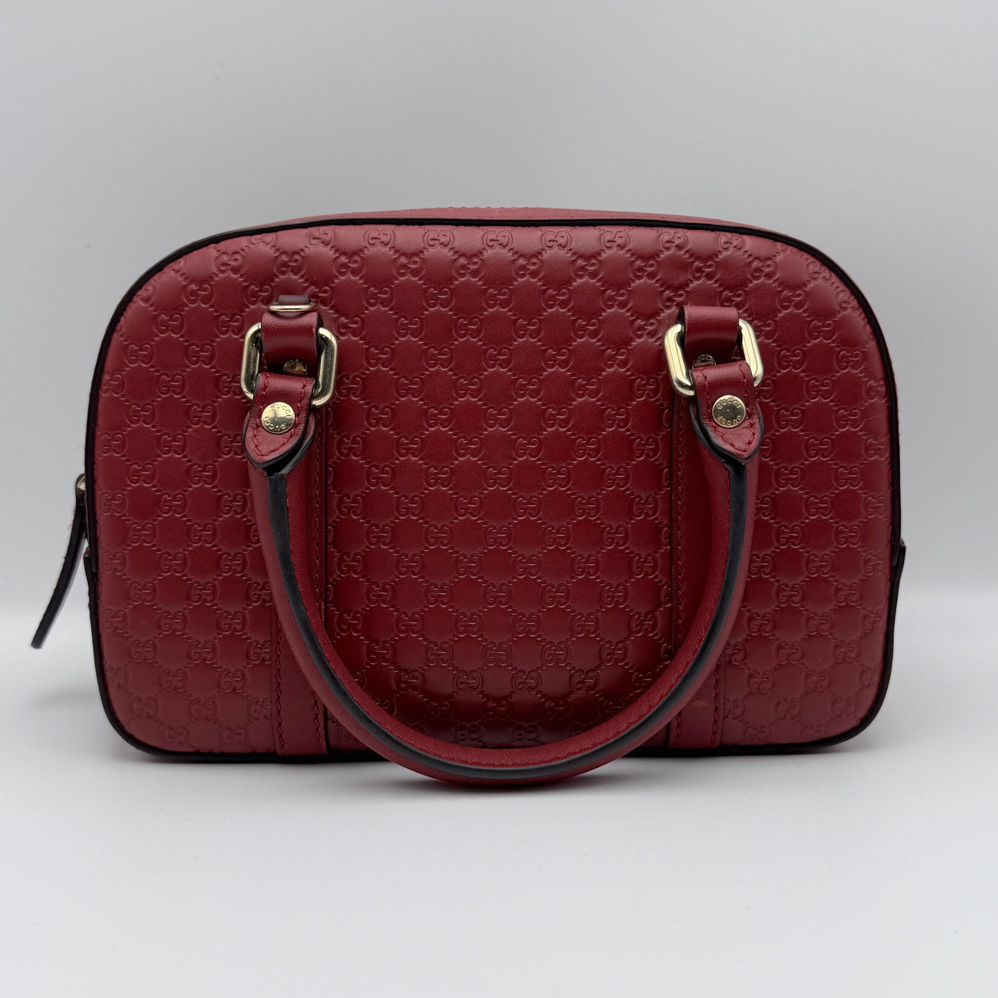 Red Microguccissima Leather Boston Bag NJ