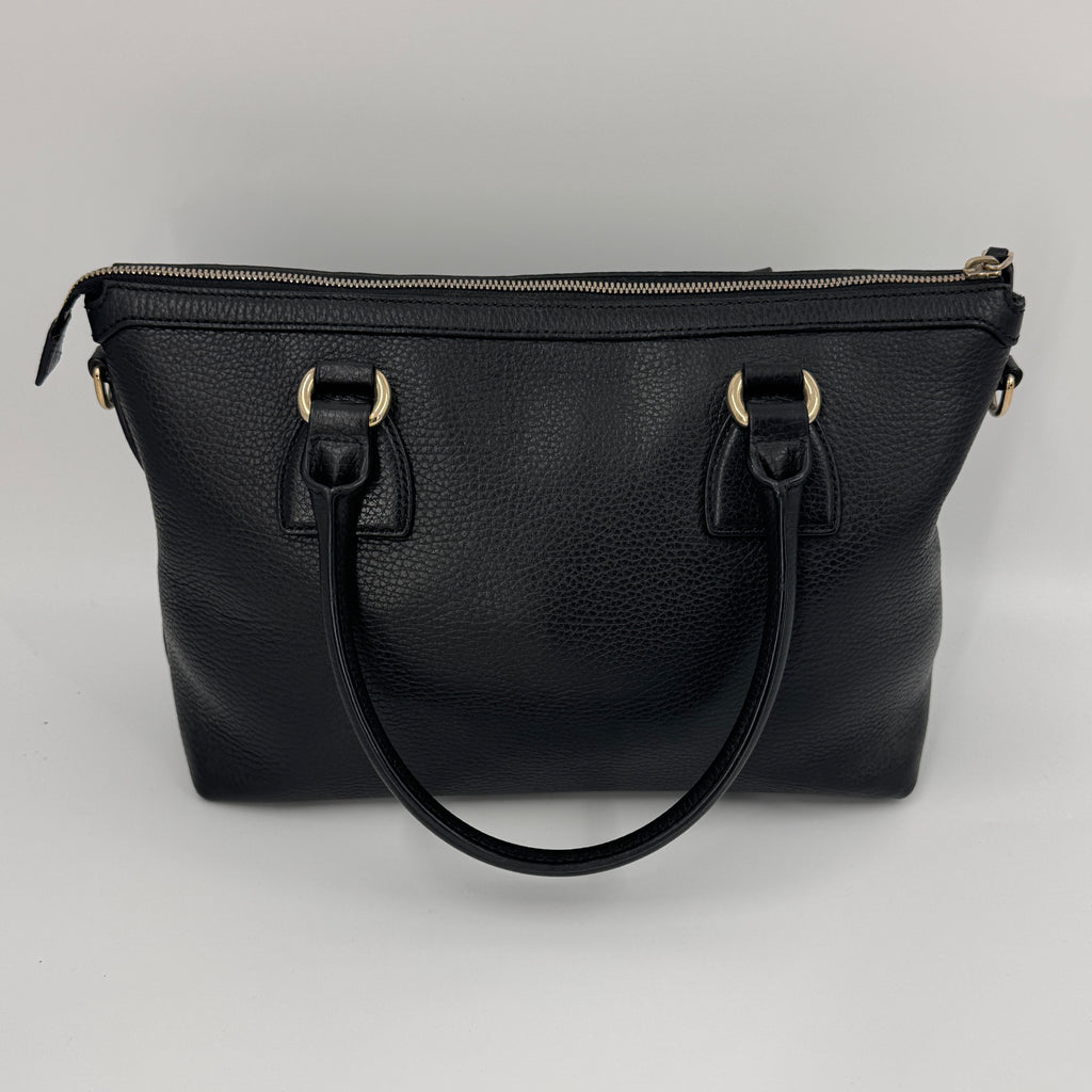 Dollar Calfskin GG Charm Satchel Black NJ