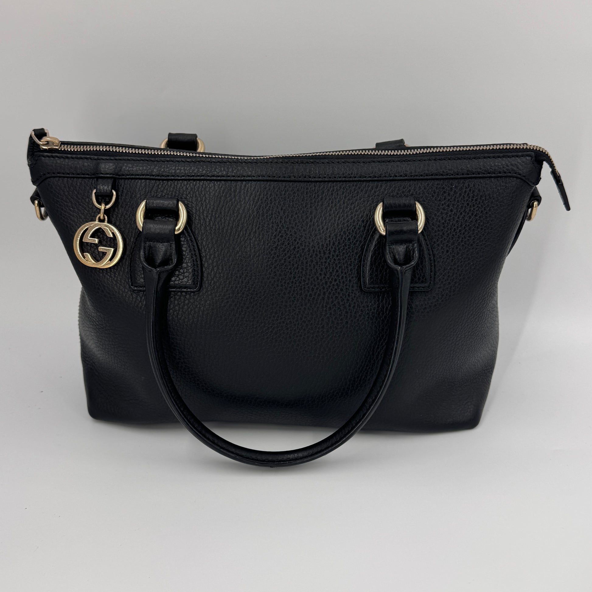 Dollar Calfskin GG Charm Satchel Black NJ