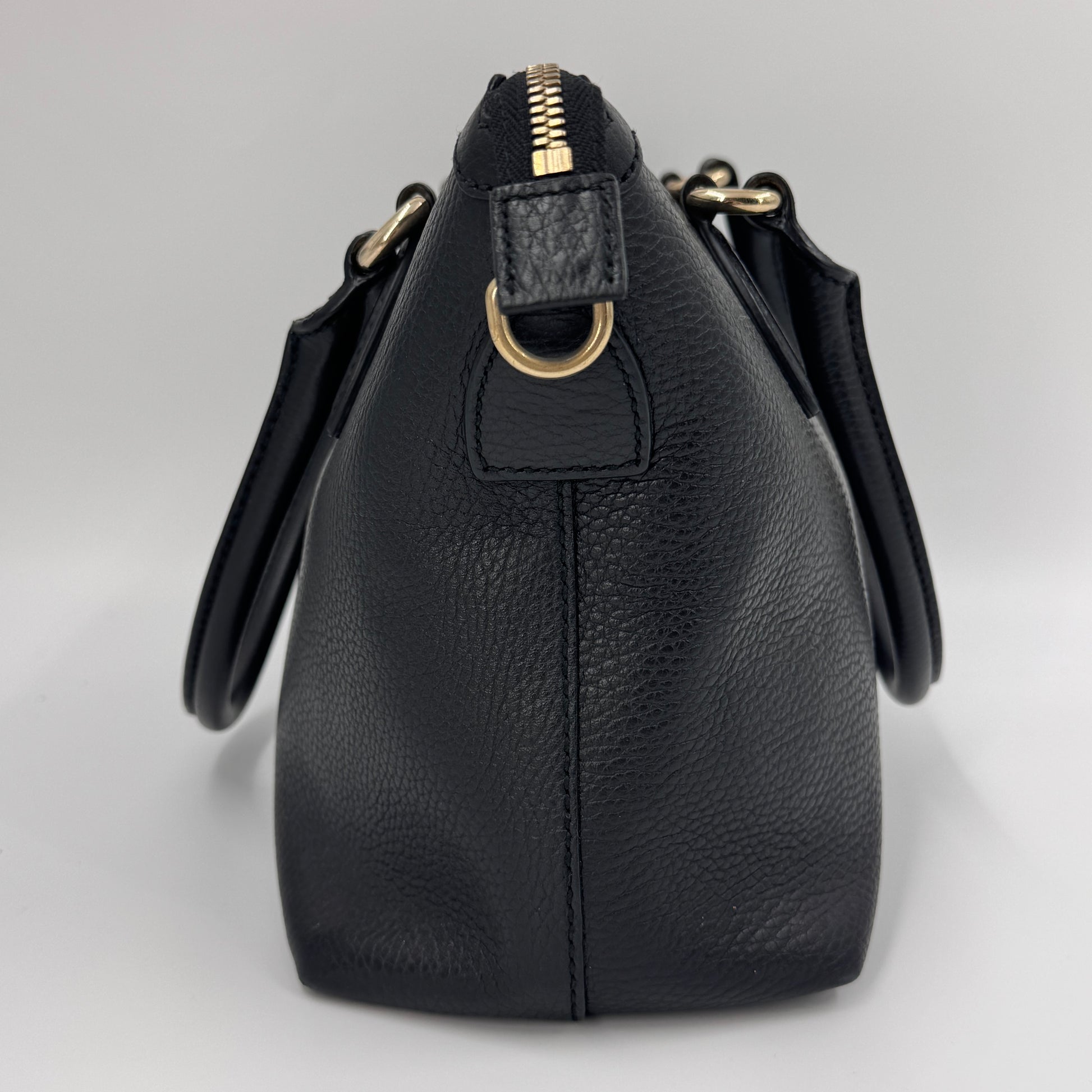 Dollar Calfskin GG Charm Satchel Black NJ
