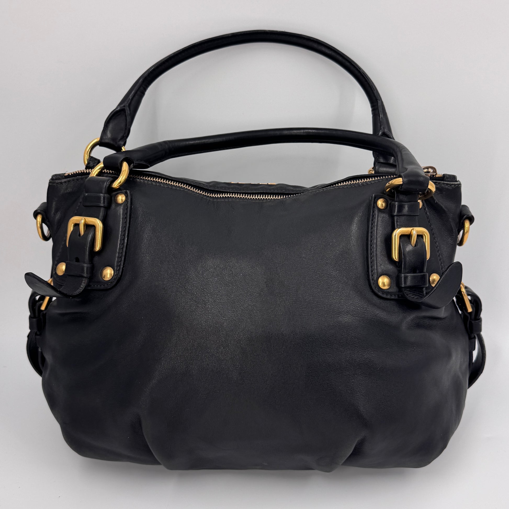Soft Calfskin Leather Satchel Bag NJ