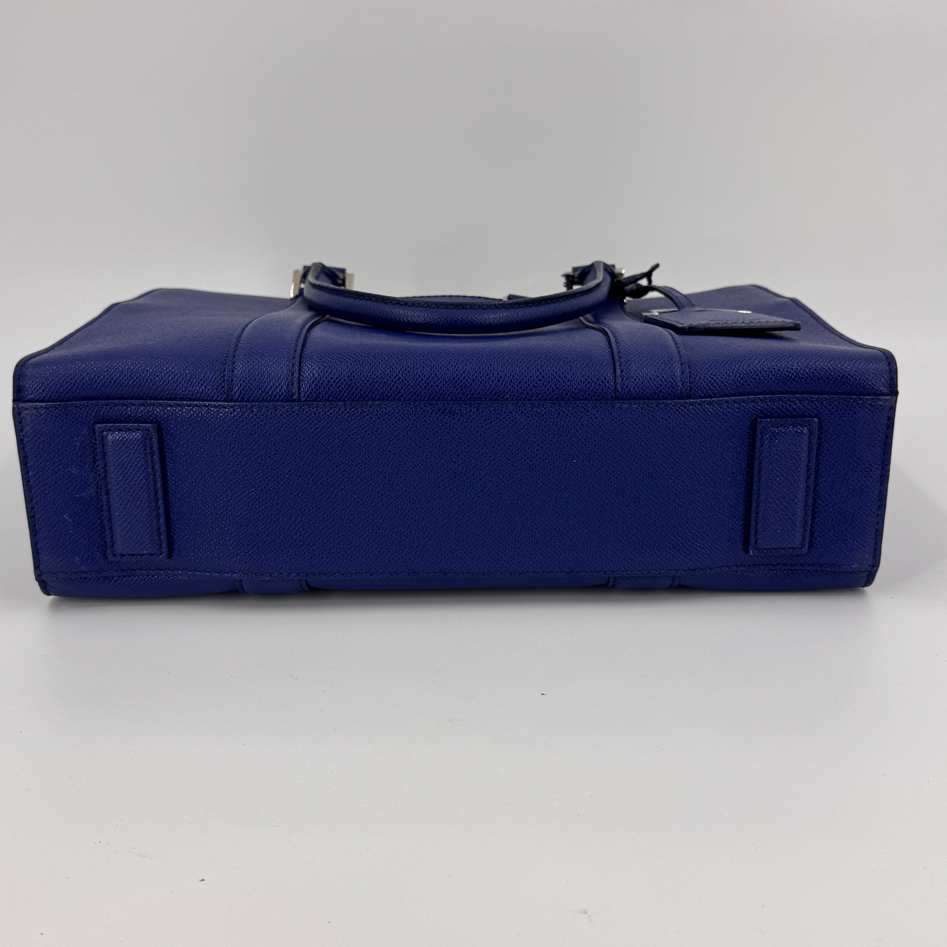 Taupe Blue Grained Leather Briefcase NJ