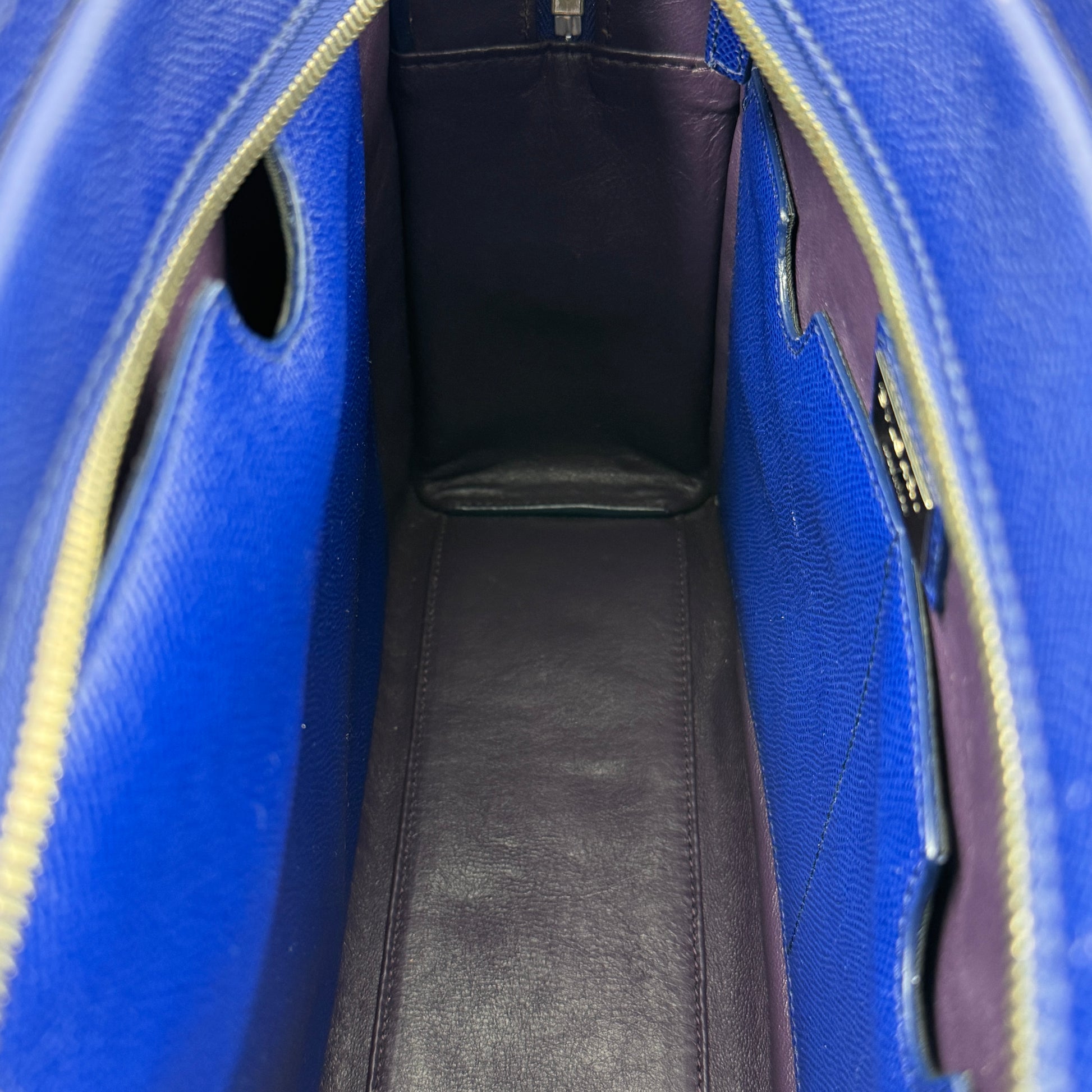 Taupe Blue Grained Leather Briefcase NJ