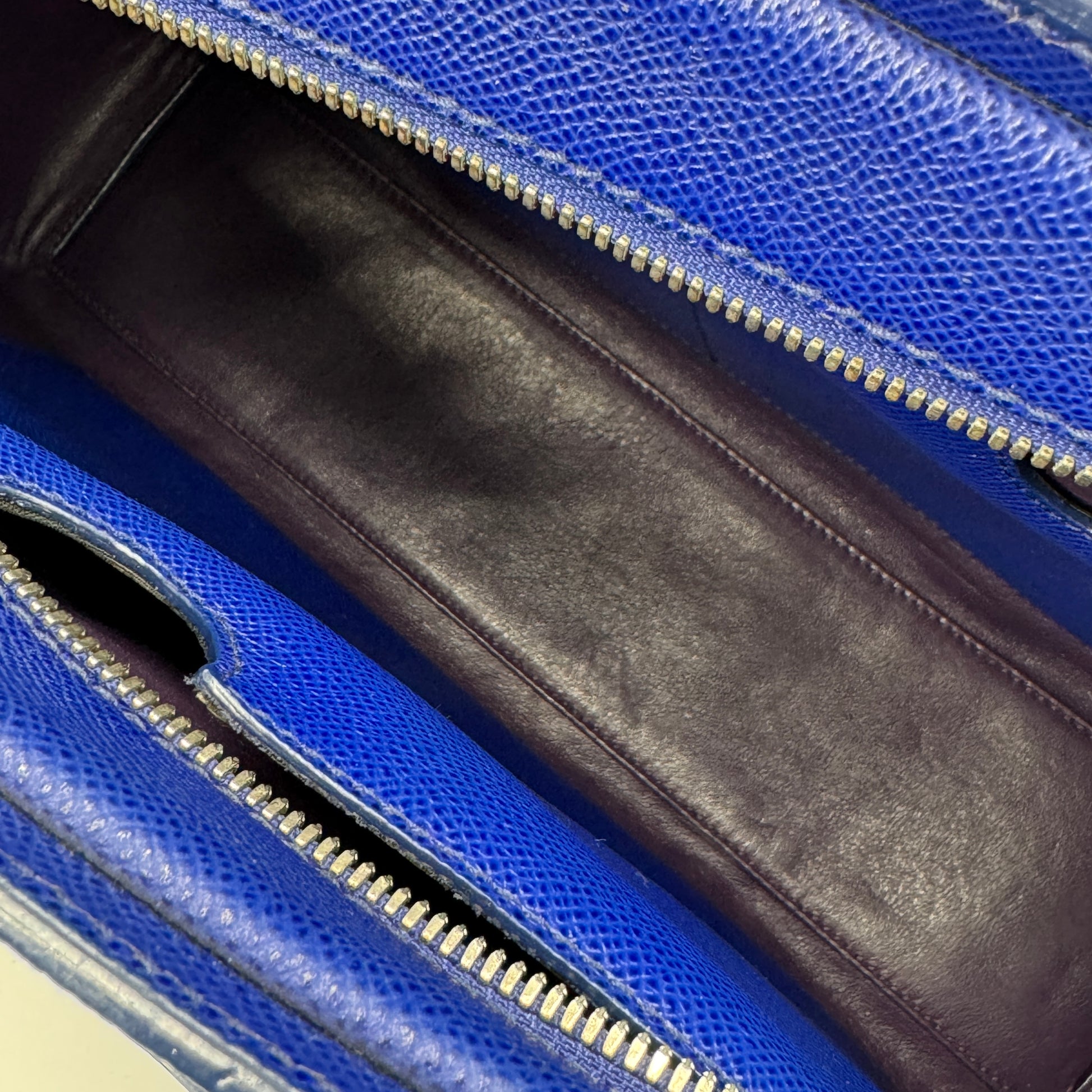 Taupe Blue Grained Leather Briefcase NJ