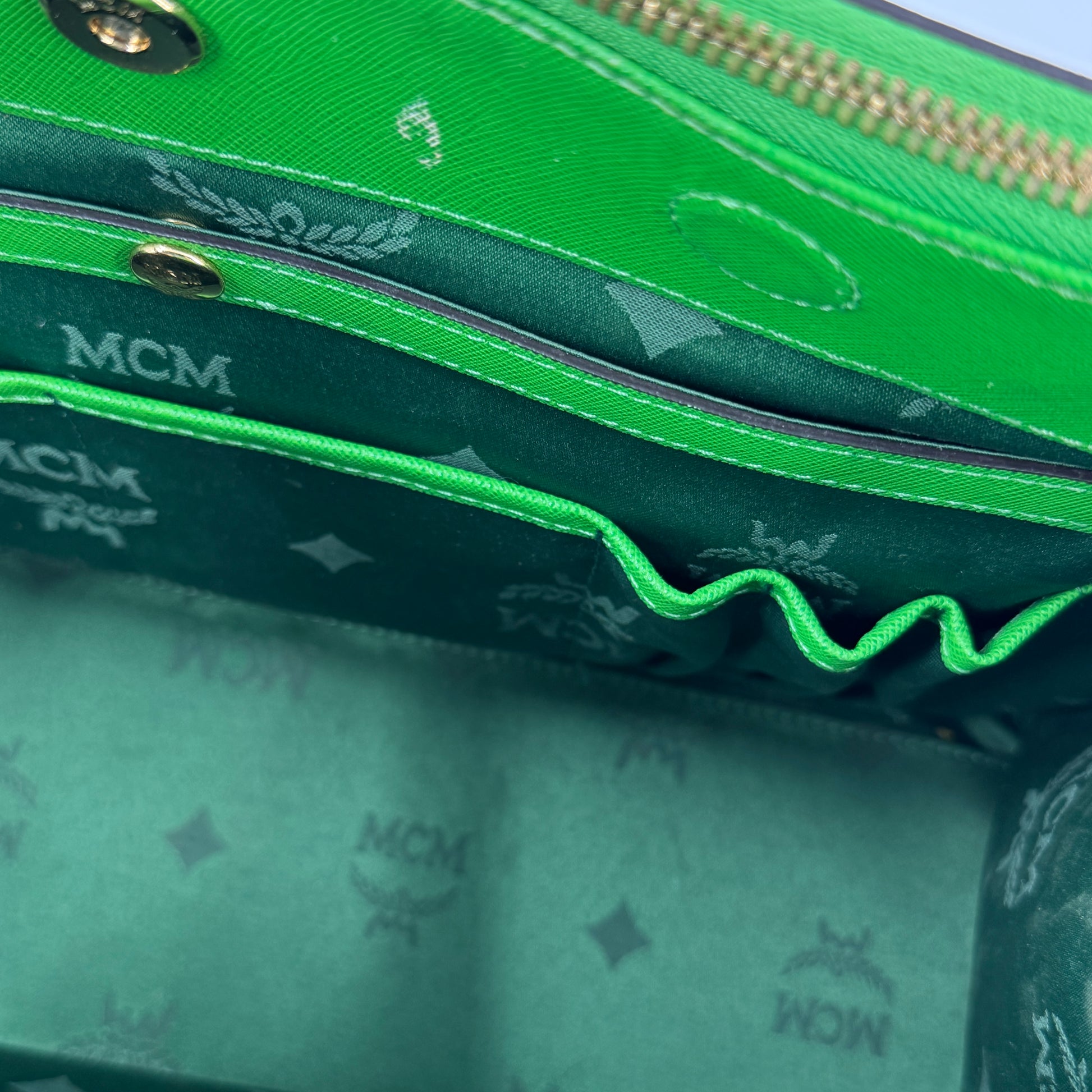 Green Leather Hand Bag NJ