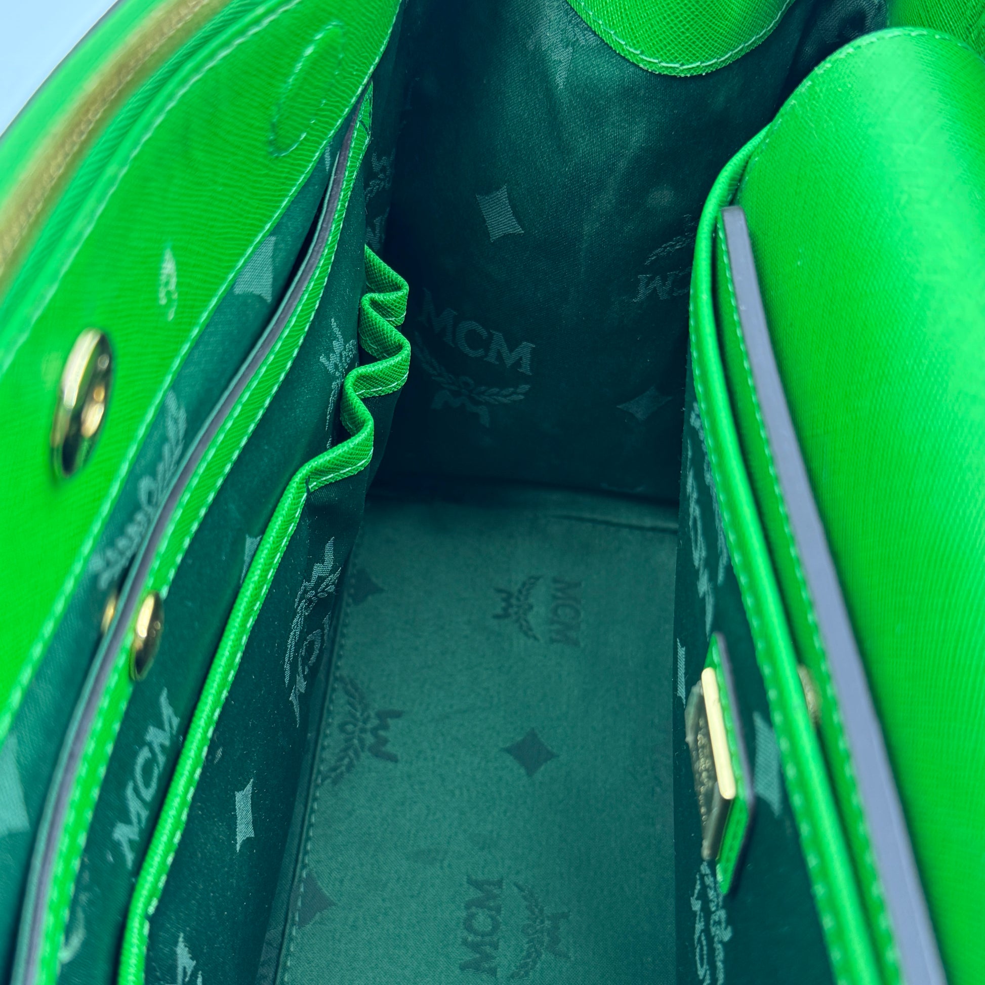 Green Leather Hand Bag NJ
