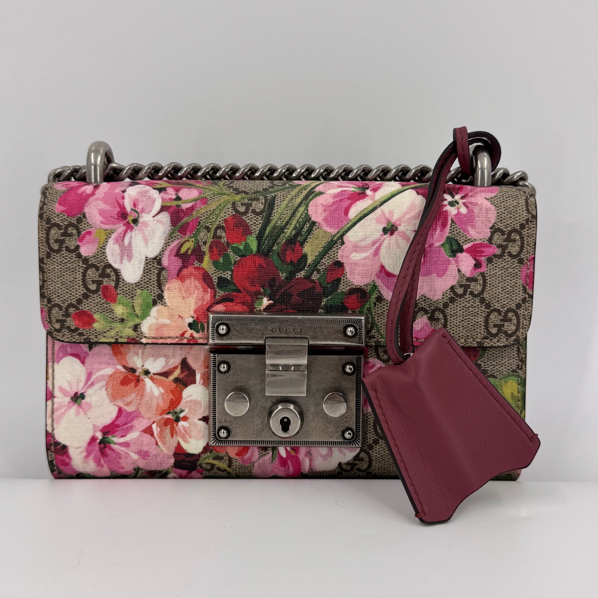 GG Supreme Blooms Small Padlock Shoulder Bag NJ