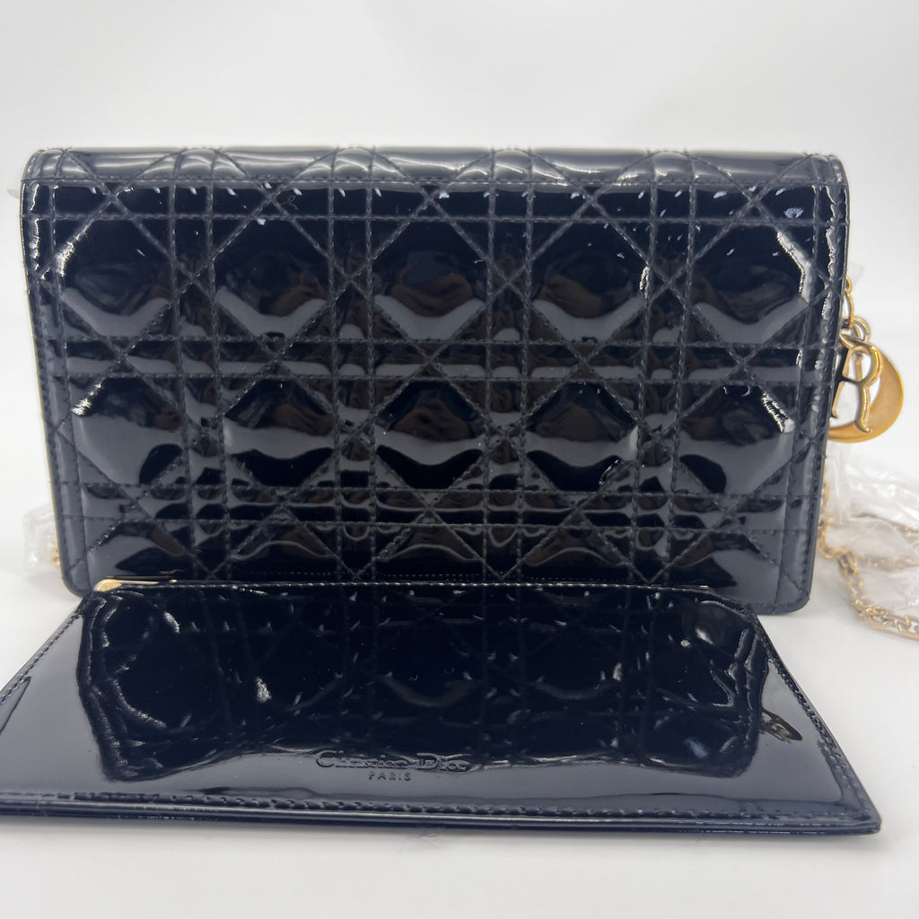 Lady Dior Clutch on Chain Cannage Quilt Patent-twins