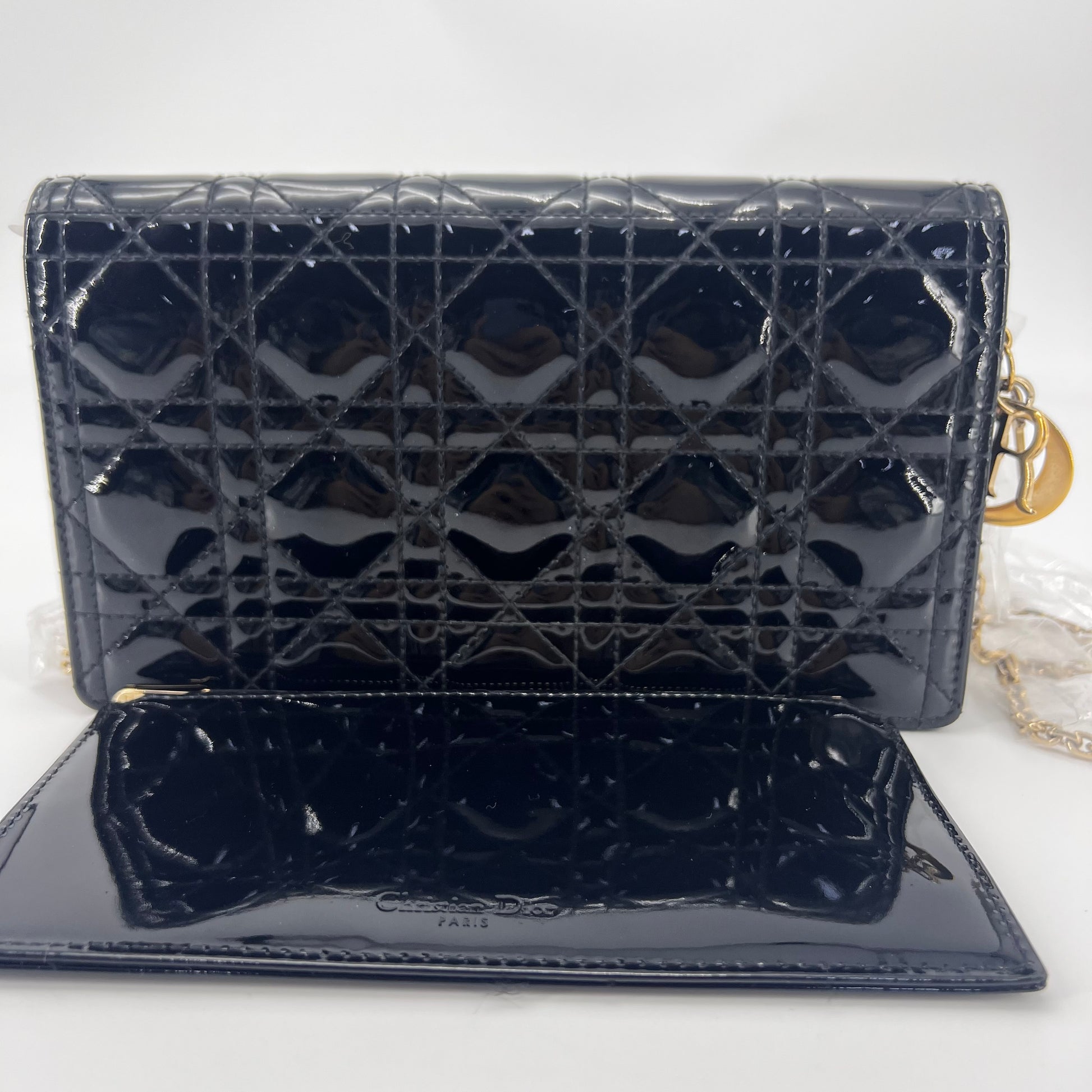 Lady Dior Clutch on Chain Cannage Quilt Patent-twins