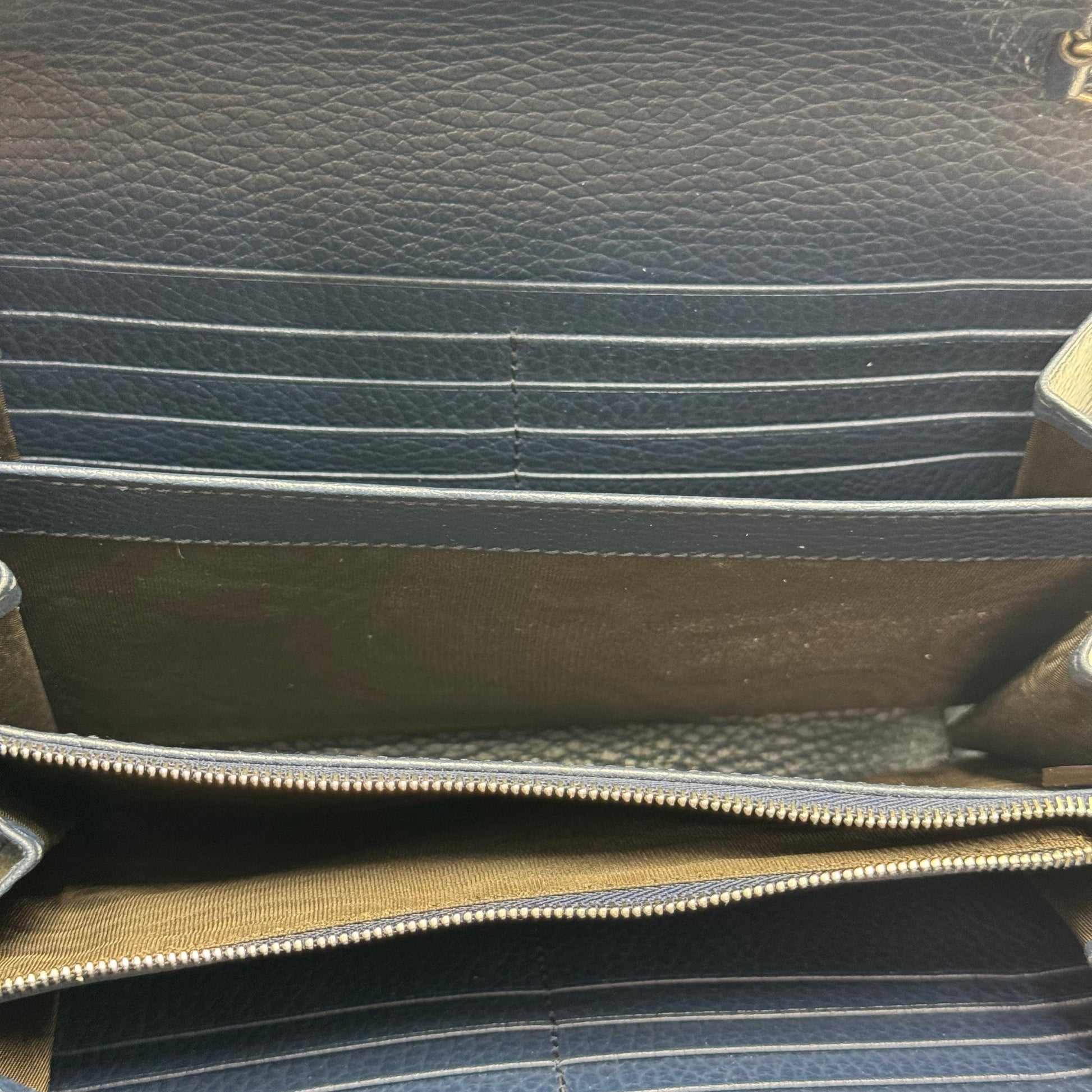 Dollar Calfskin Crystal Mini Dionysus Chain Wallet Blue Agata Black Diamond
