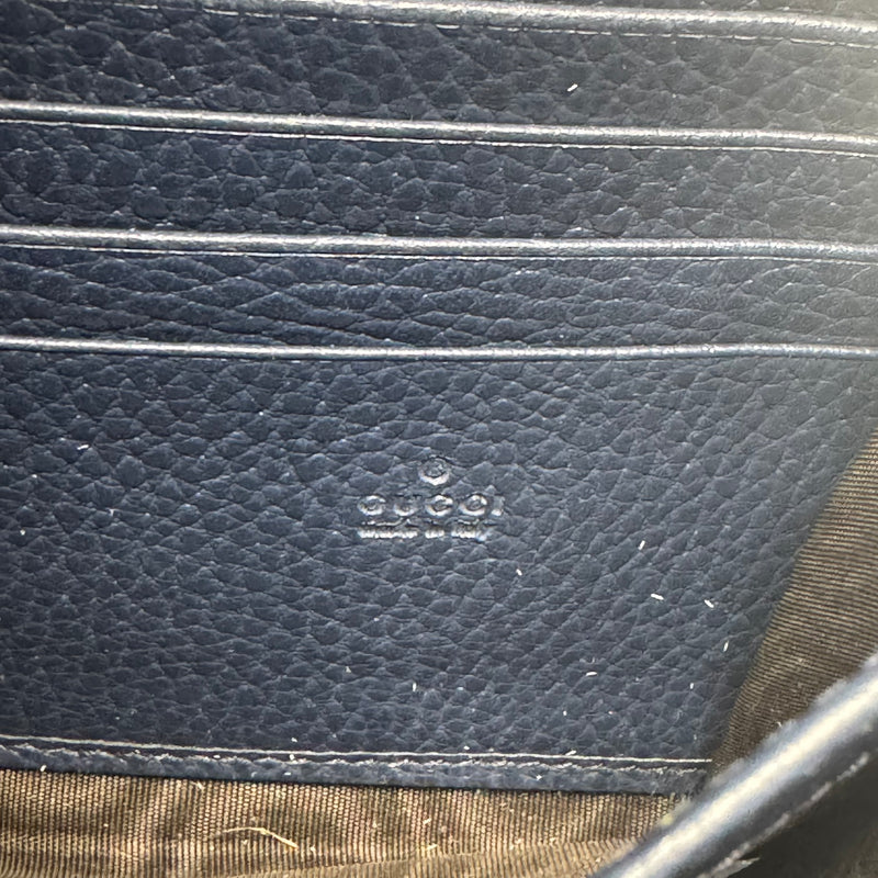 Dollar Calfskin Crystal Mini Dionysus Chain Wallet Blue Agata Black Diamond