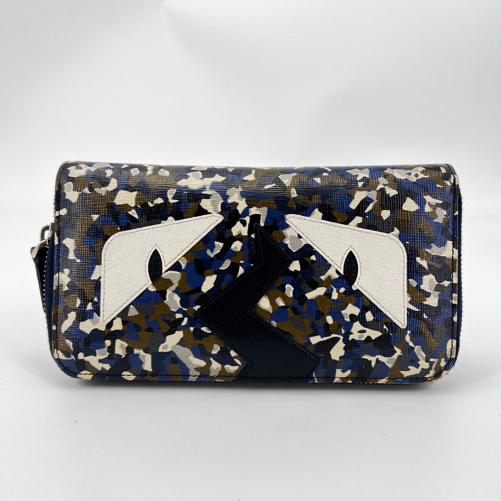 Monster Zip Around Wallet Printed Leather Long twins