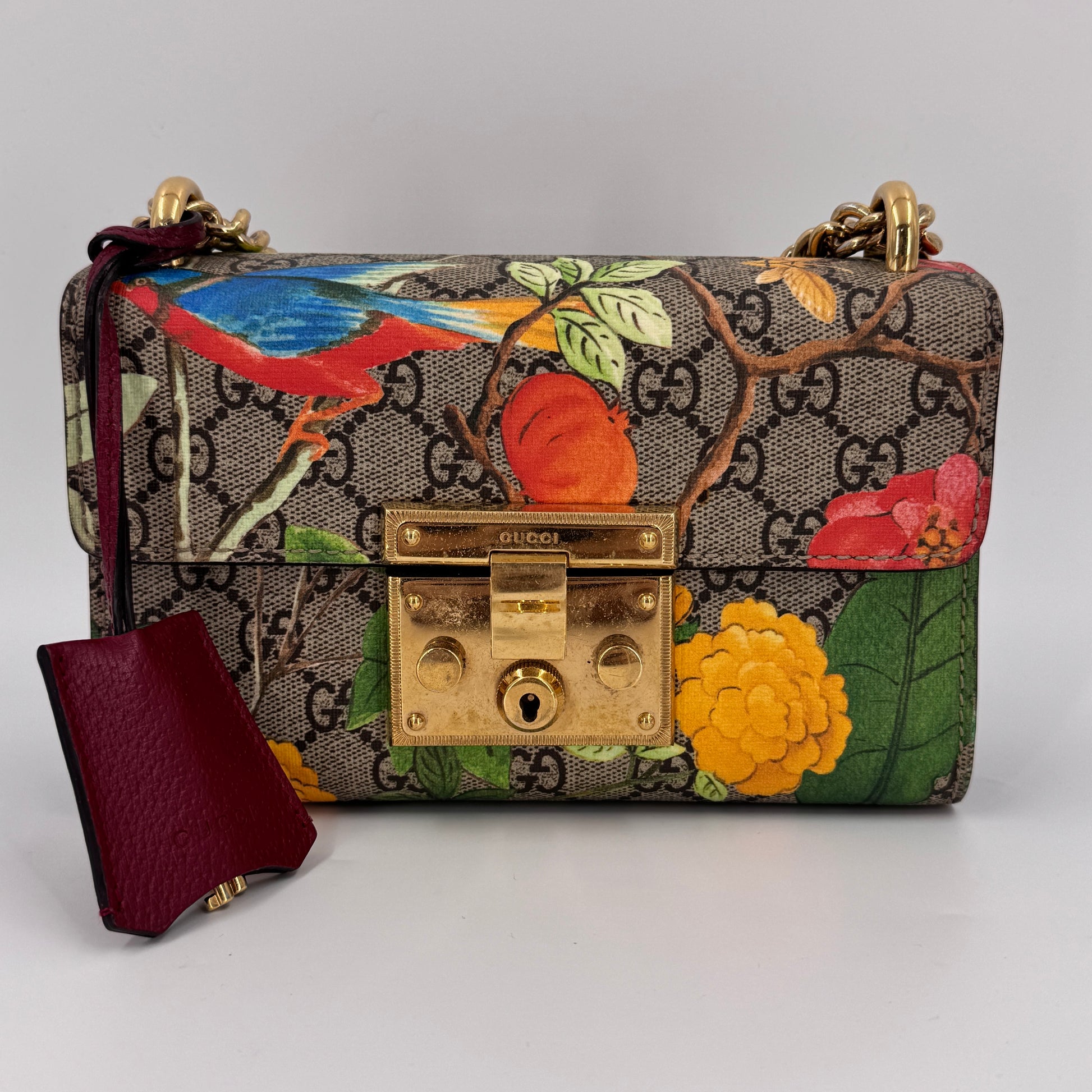 Grain De Poudre Matelasse Chevron Monogram Chain Wallet Palissandre